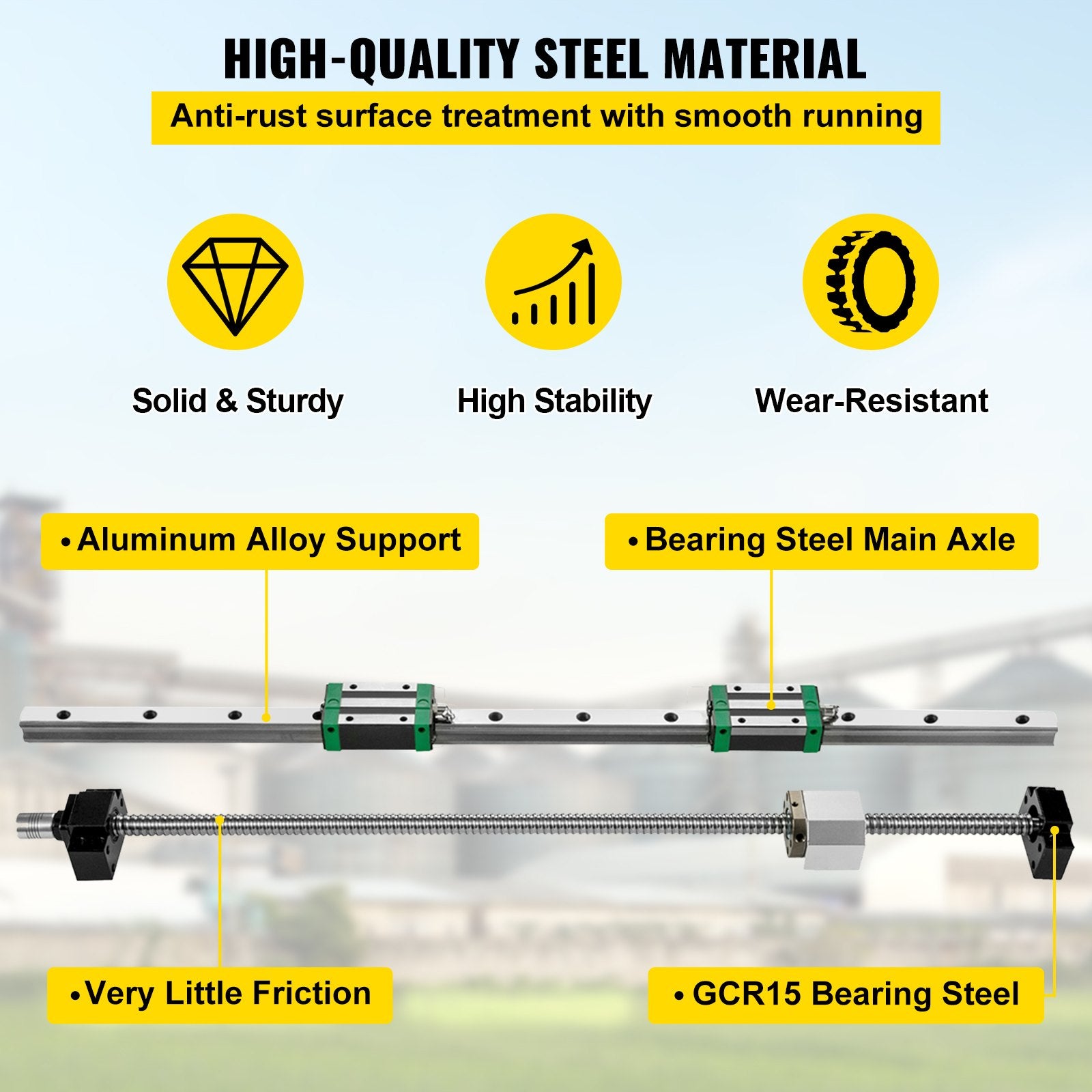Linijinių kreipiančiųjų ir rutulinio sraigto rinkinys VEVOR HGR20-700 / RM1605-700, 700 mm