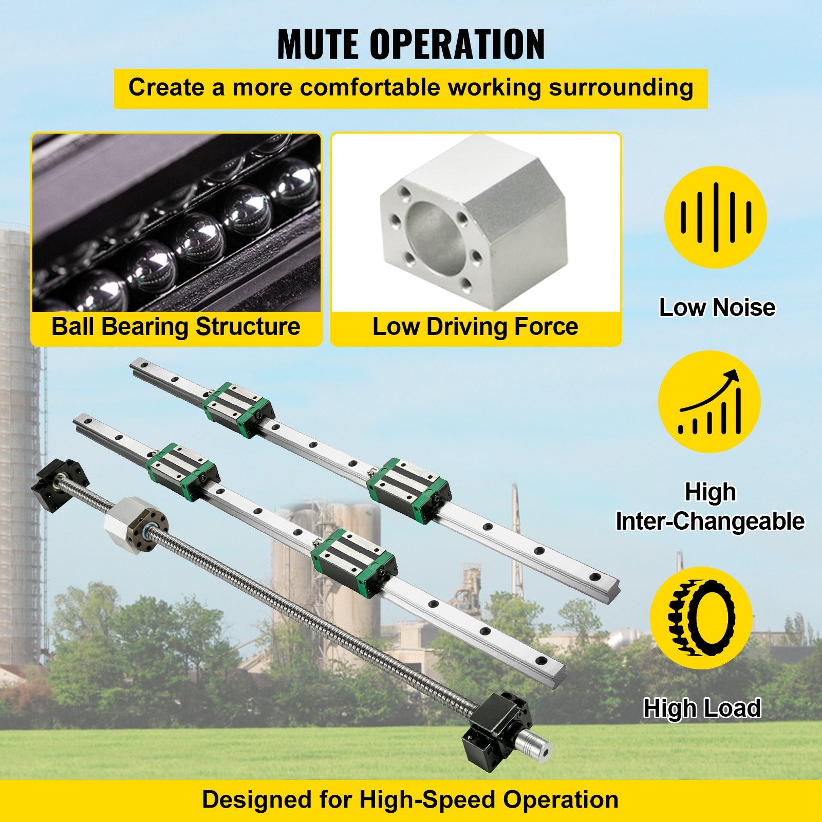 Linijinių kreipiančiųjų ir rutulinio sraigto rinkinys VEVOR HGR20-700 / RM1605-700, 700 mm