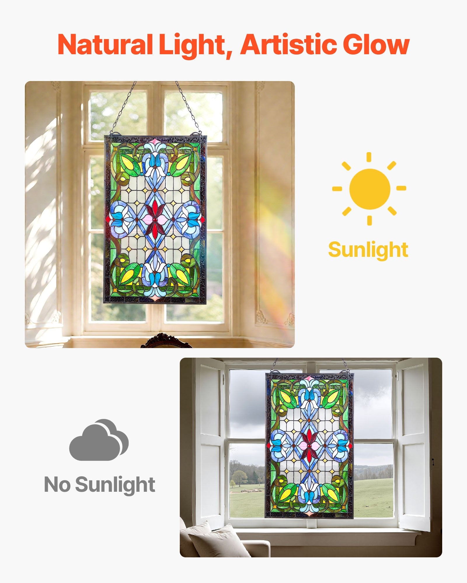 Vitražo panelė VEVOR NC-SG06, 433 x 731 mm
