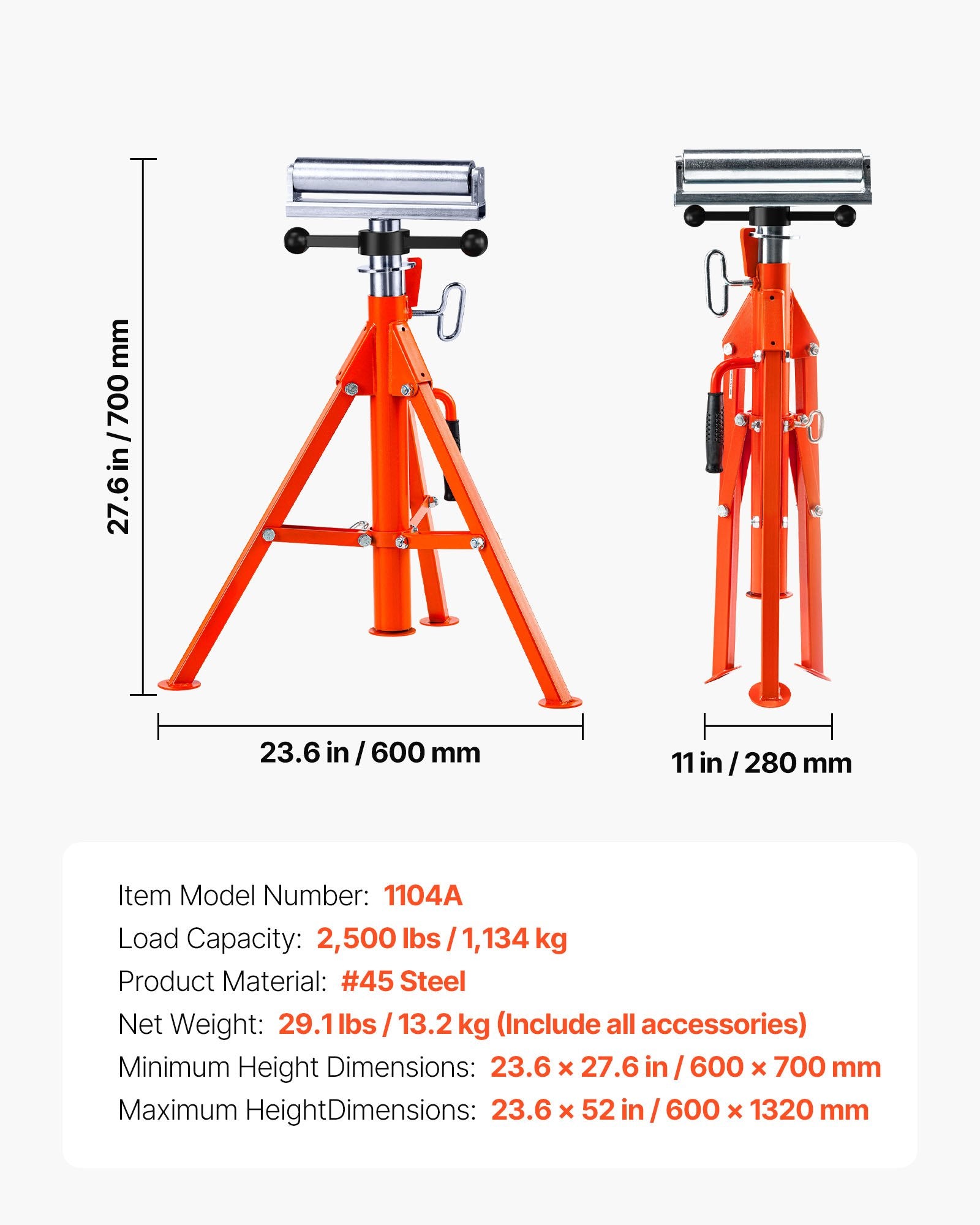 Atraminis stovas su ritinėliu VEVOR 1104A, 1134 kg keliamoji galia