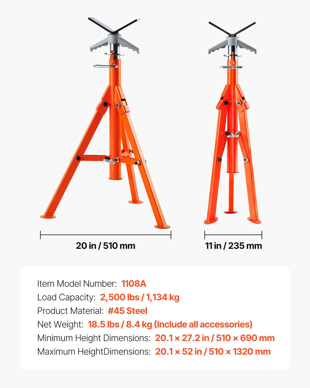 Vamzdžių stovas VEVOR 1108A, 1134 kg keliamoji galia