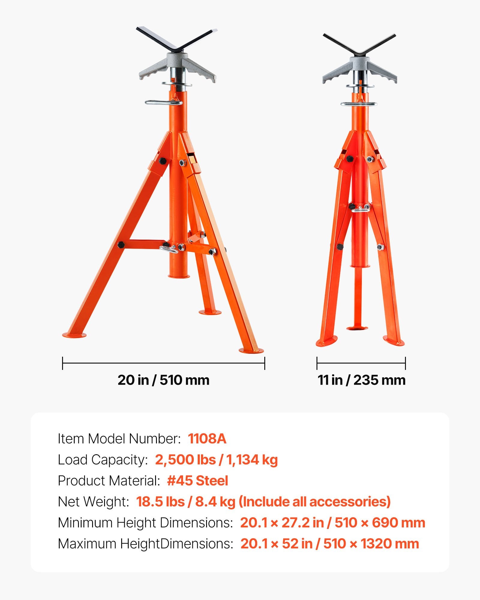Vamzdžių stovas VEVOR 1108A, 1134 kg keliamoji galia
