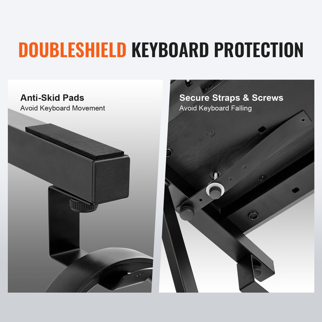 Klaviatūros stovas ir kėdutė VEVOR AKS-Z1-AKT-1200E, Z formos, iki 113 kg apkrova