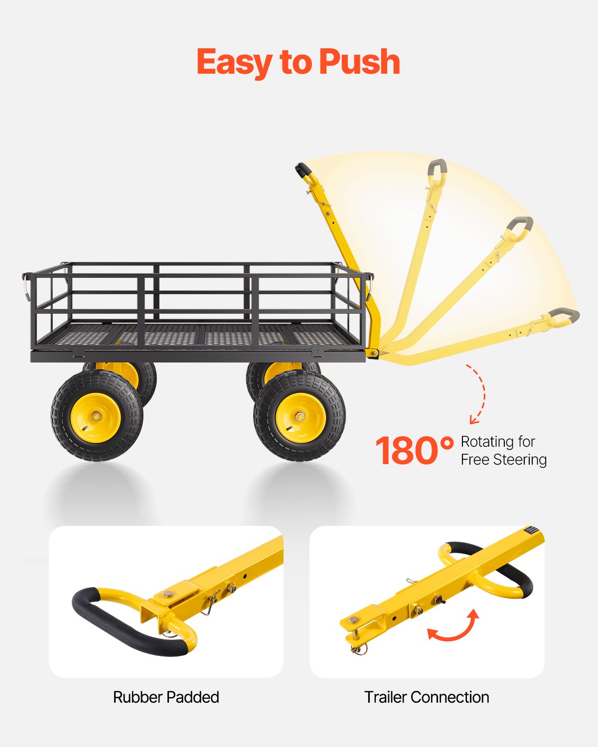 Sodo vežimėlis VEVOR V1200, 544 kg keliamoji galia