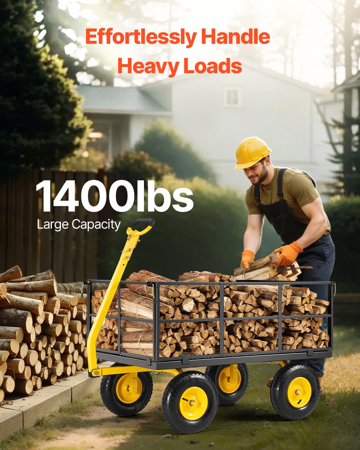 Sodo vežimėlis VEVOR V1400, 635 kg keliamoji galia