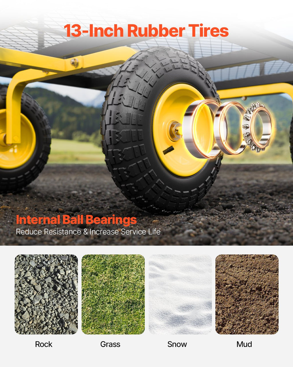 Sodo vežimėlis VEVOR V1400, 635 kg keliamoji galia