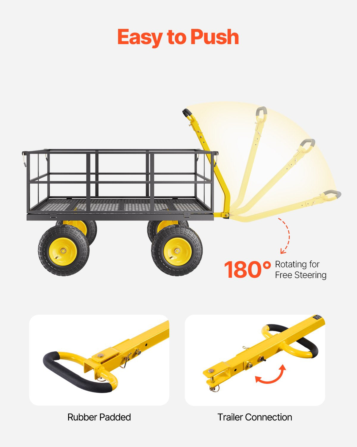 Sodo vežimėlis VEVOR V1400, 635 kg keliamoji galia