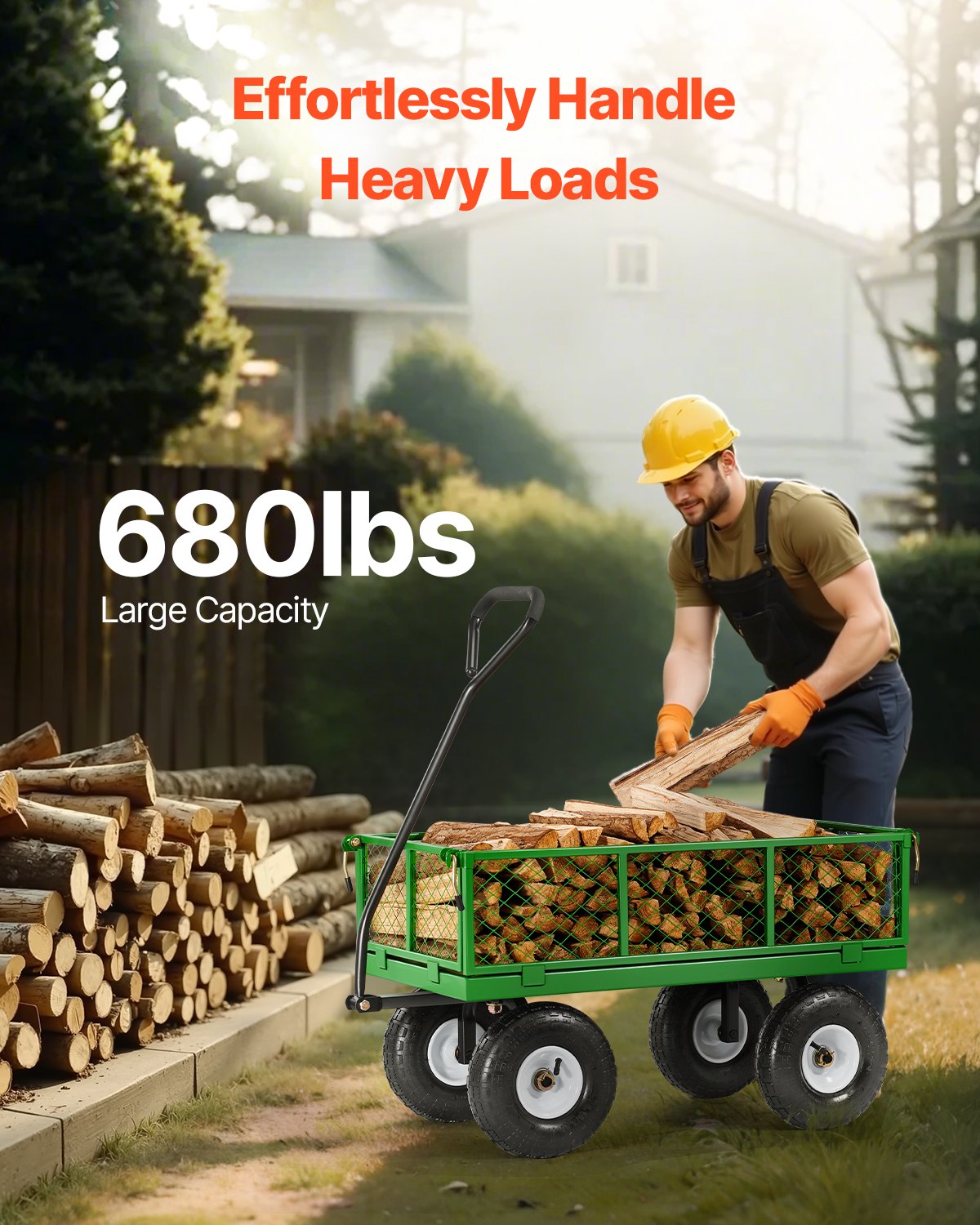 Sodo vežimėlis VEVOR V680, 308 kg keliamoji galia