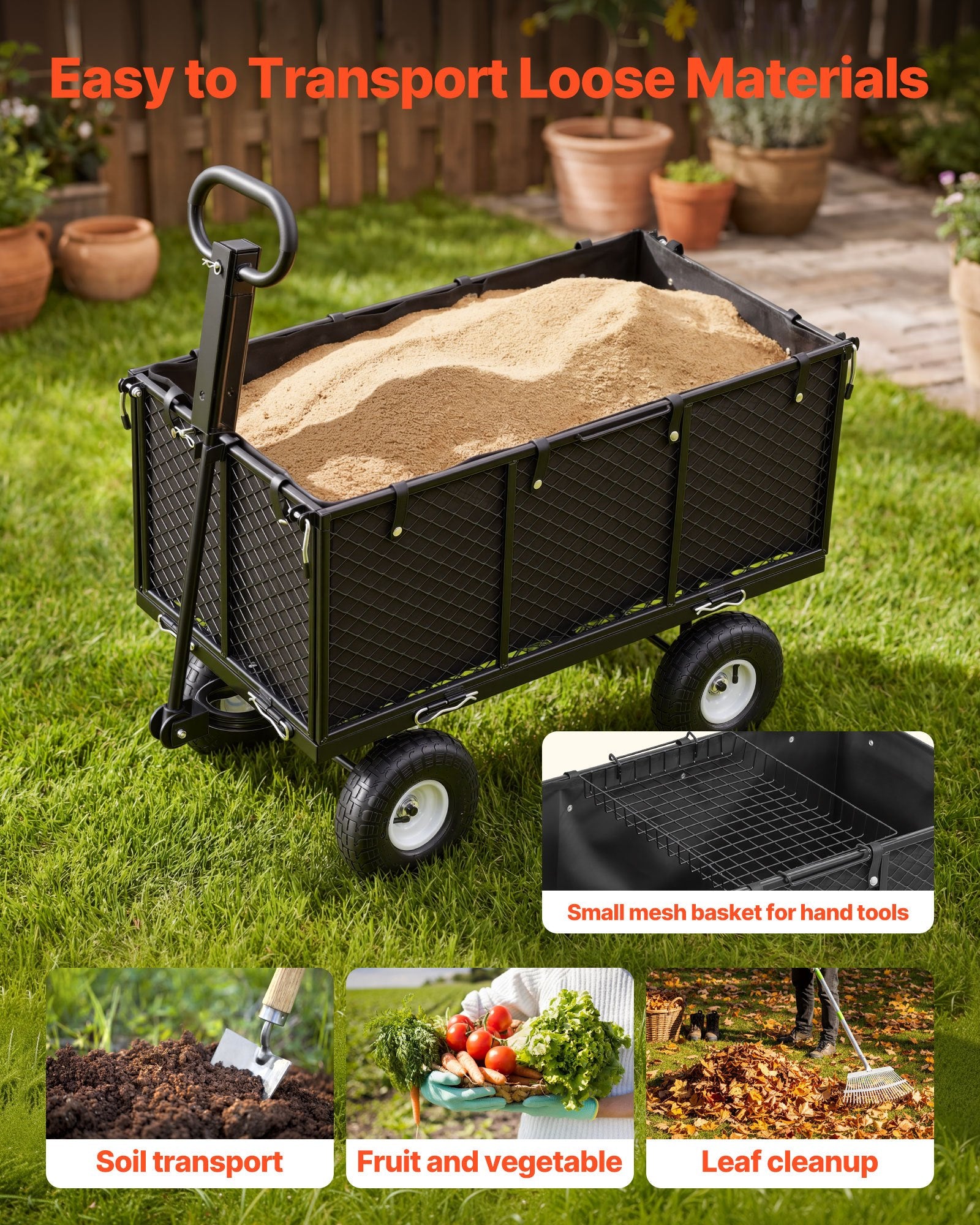 Sodo vežimėlis VEVOR TC-1200, 544,3 kg