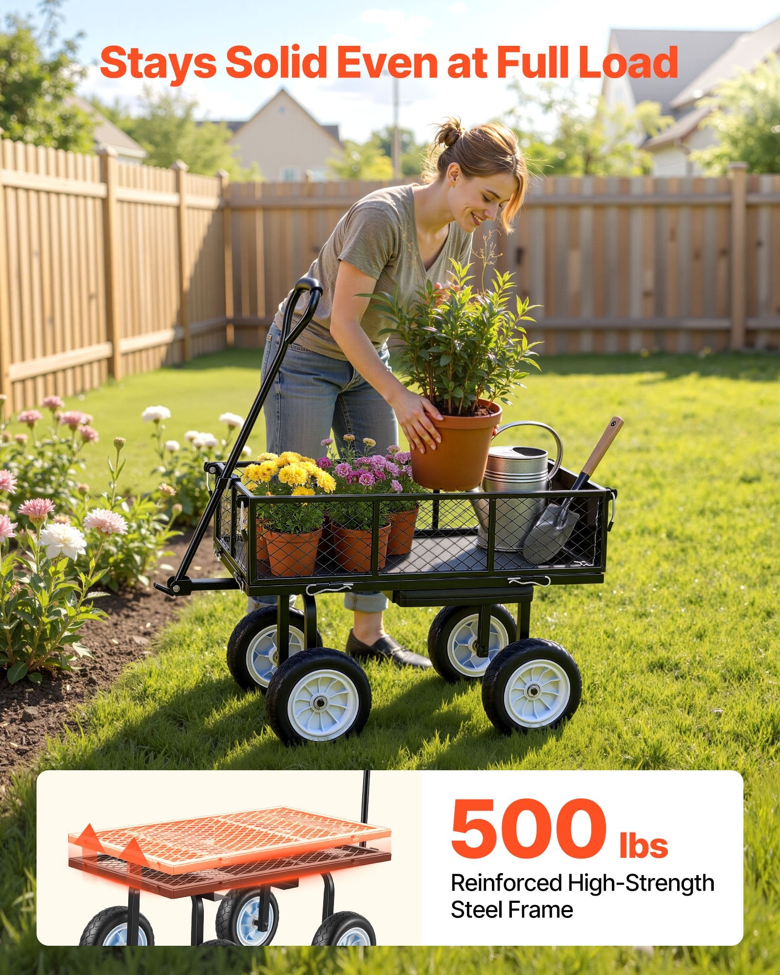 Sodo vežimėlis-kėdutė VEVOR TC-500, 226,8 kg keliamoji galia