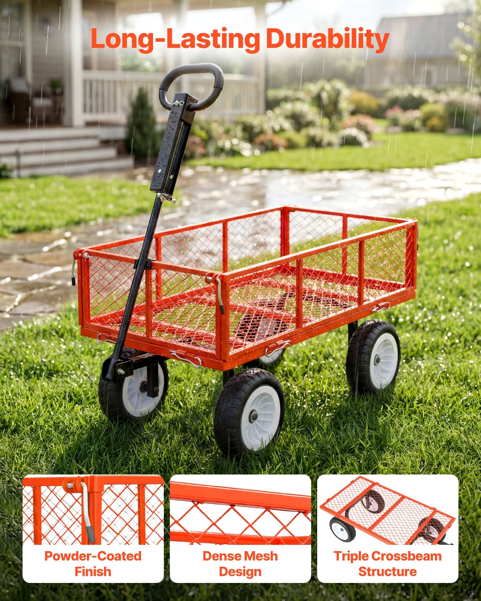 Sodo vežimėlis VEVOR TC-900R, 408,2 kg keliamoji galia