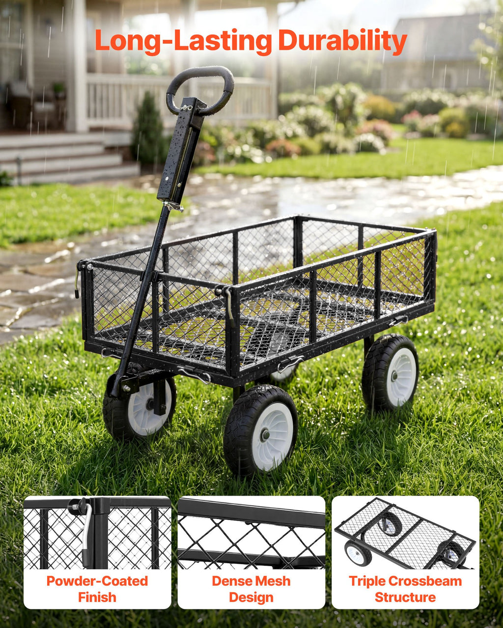 Sodo vežimėlis VEVOR TC-900B, 408,2 kg keliamoji galia