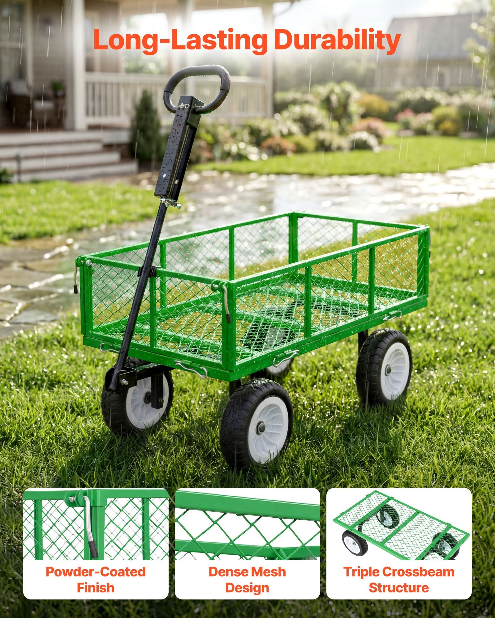 Sodo vežimėlis VEVOR TC-900G, 408,2 kg keliamoji galia