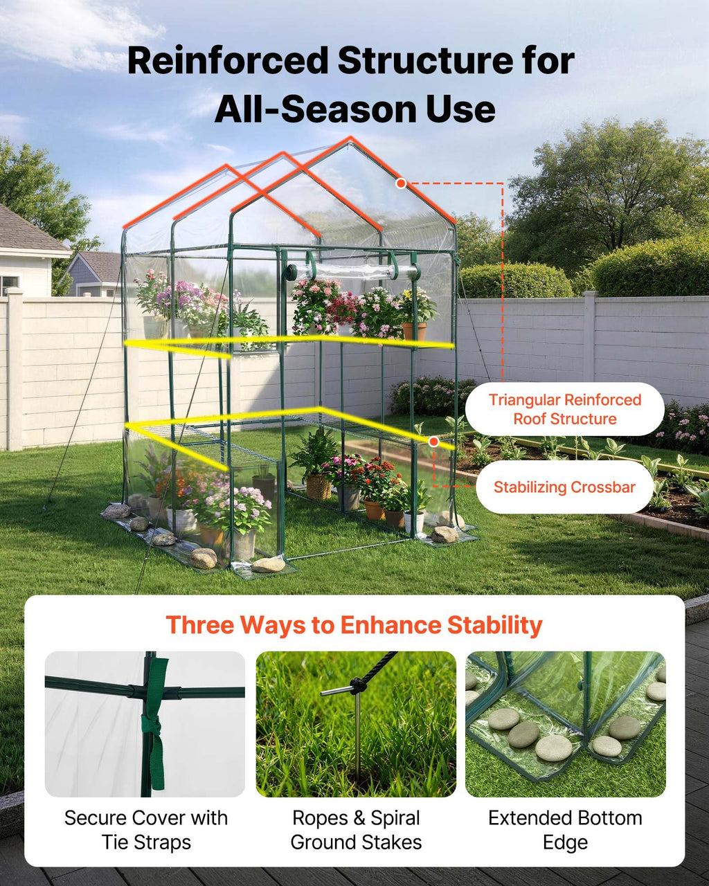 Įeinamas šiltnamis VEVOR 1.4x1.4m(2)PVC, 137 x 137 x 196 cm