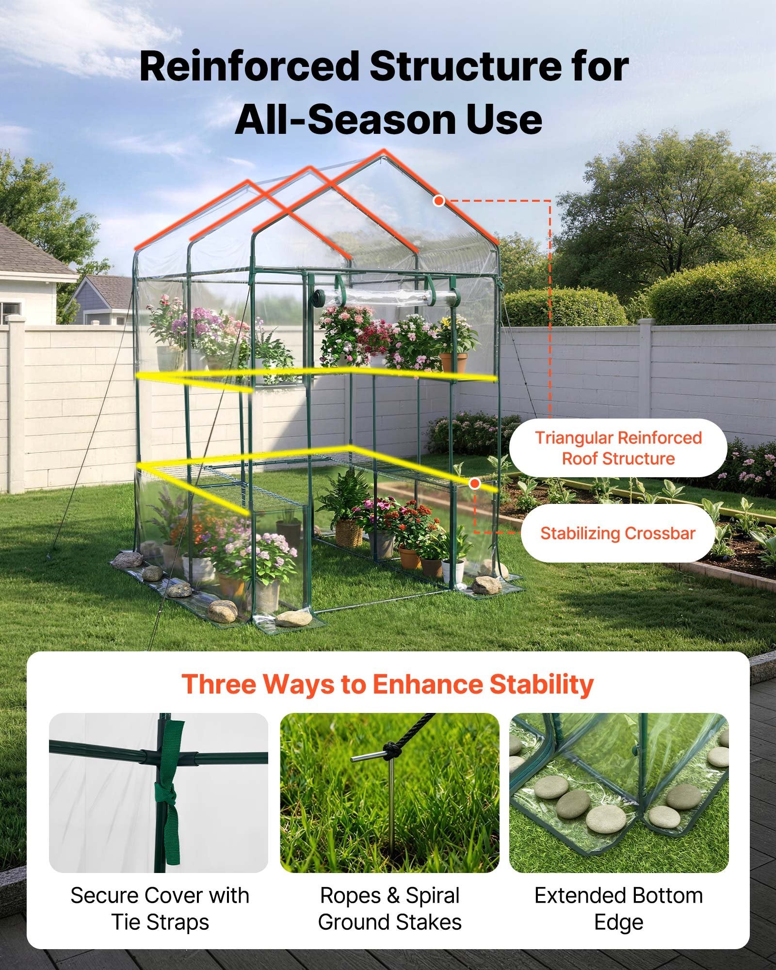 Įeinamas šiltnamis VEVOR 1.4x1.4m(2)PVC, 137 x 137 x 196 cm