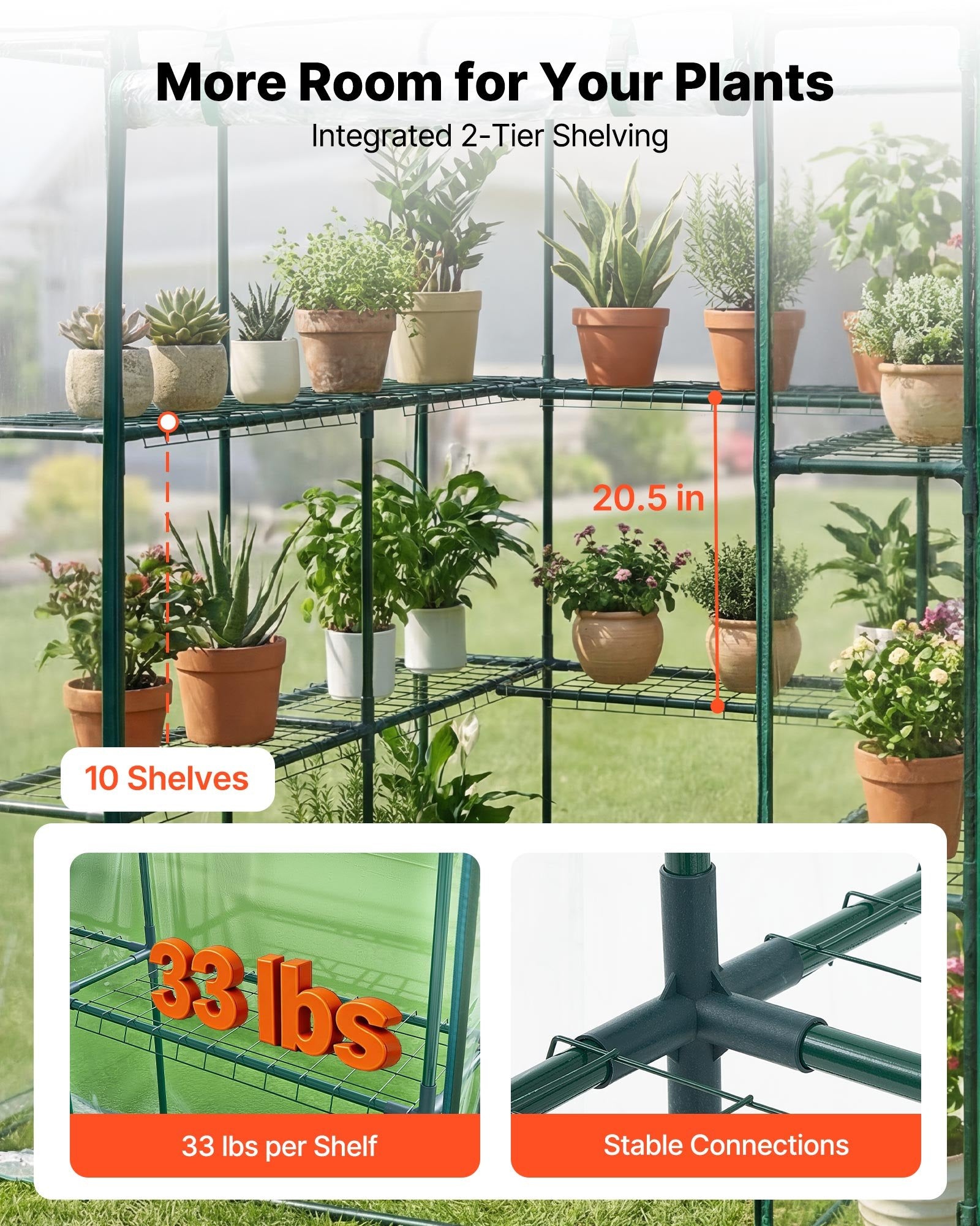 Įeinamas šiltnamis VEVOR 1.4x1.4m(2)PVC, 137 x 137 x 196 cm