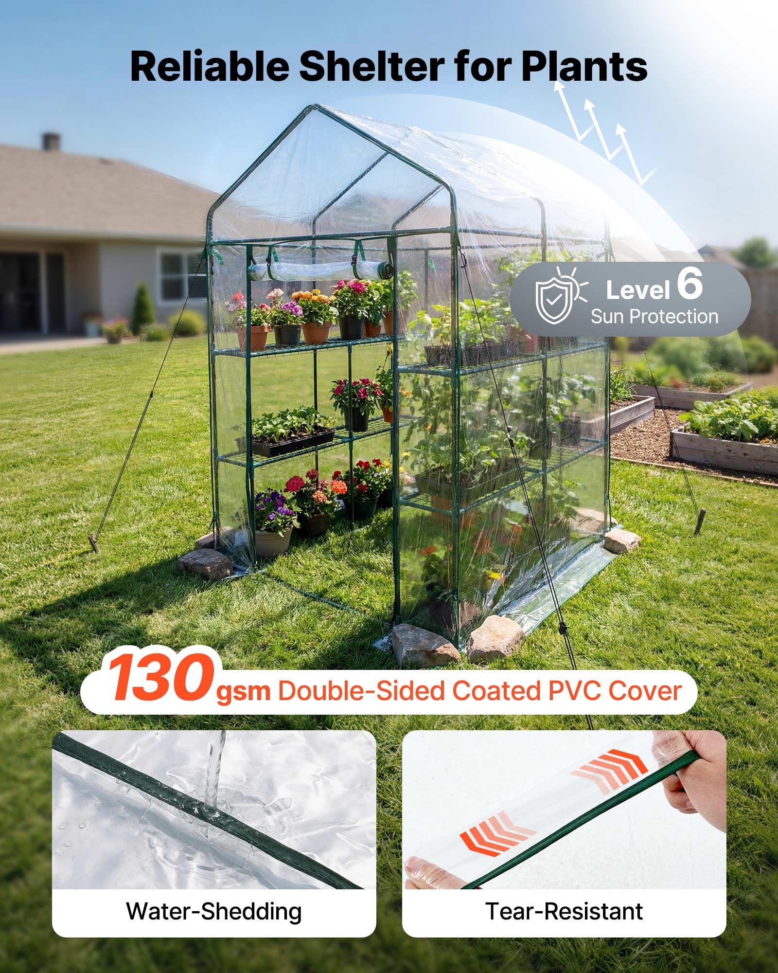 Įeinamas šiltnamis VEVOR 1.4x1.4m(2)PVC, 137 x 137 x 196 cm