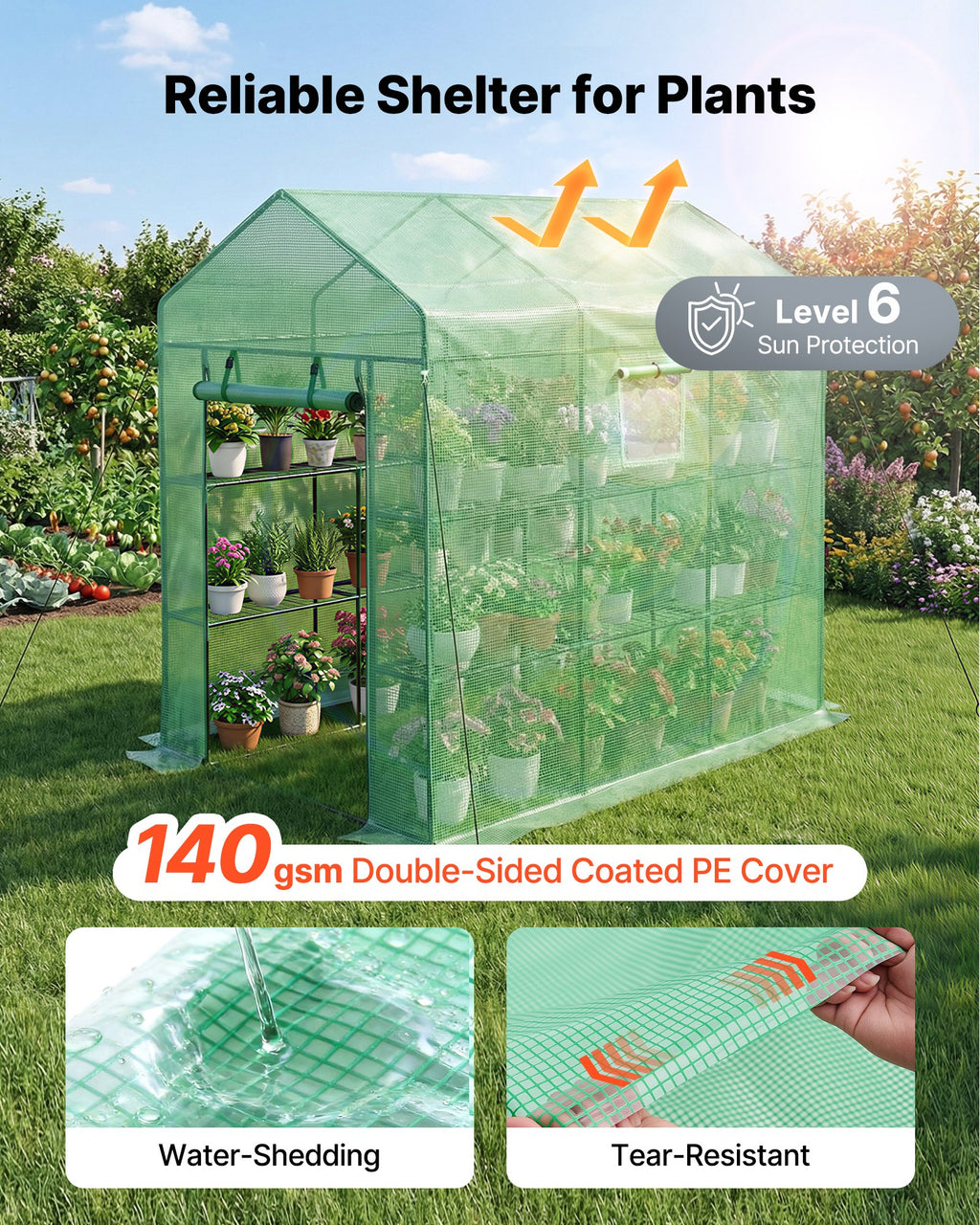 Šiltnamis VEVOR 1.4x2.1m(3)G, 137 x 206 x 196 cm