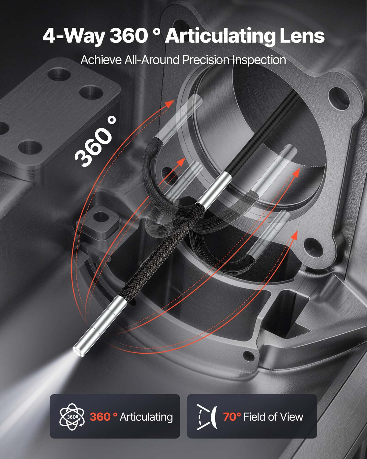 Artikuliojamas endoskopas VEVOR SX3, 3,9 mm objektyvas