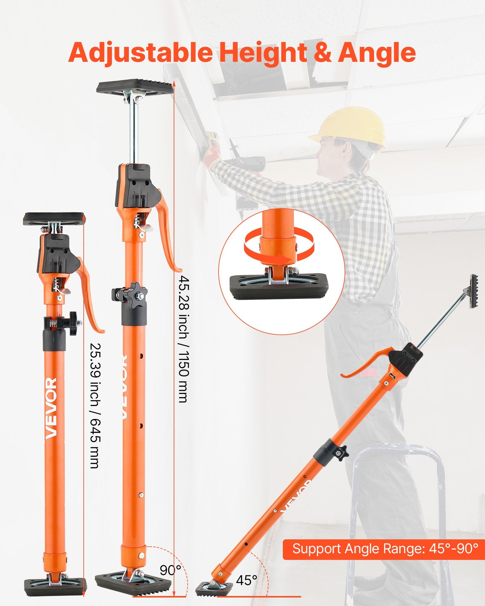 Teleskopinis atraminis strypas VEVOR JF-ZCG001-245, 64,5–115 cm