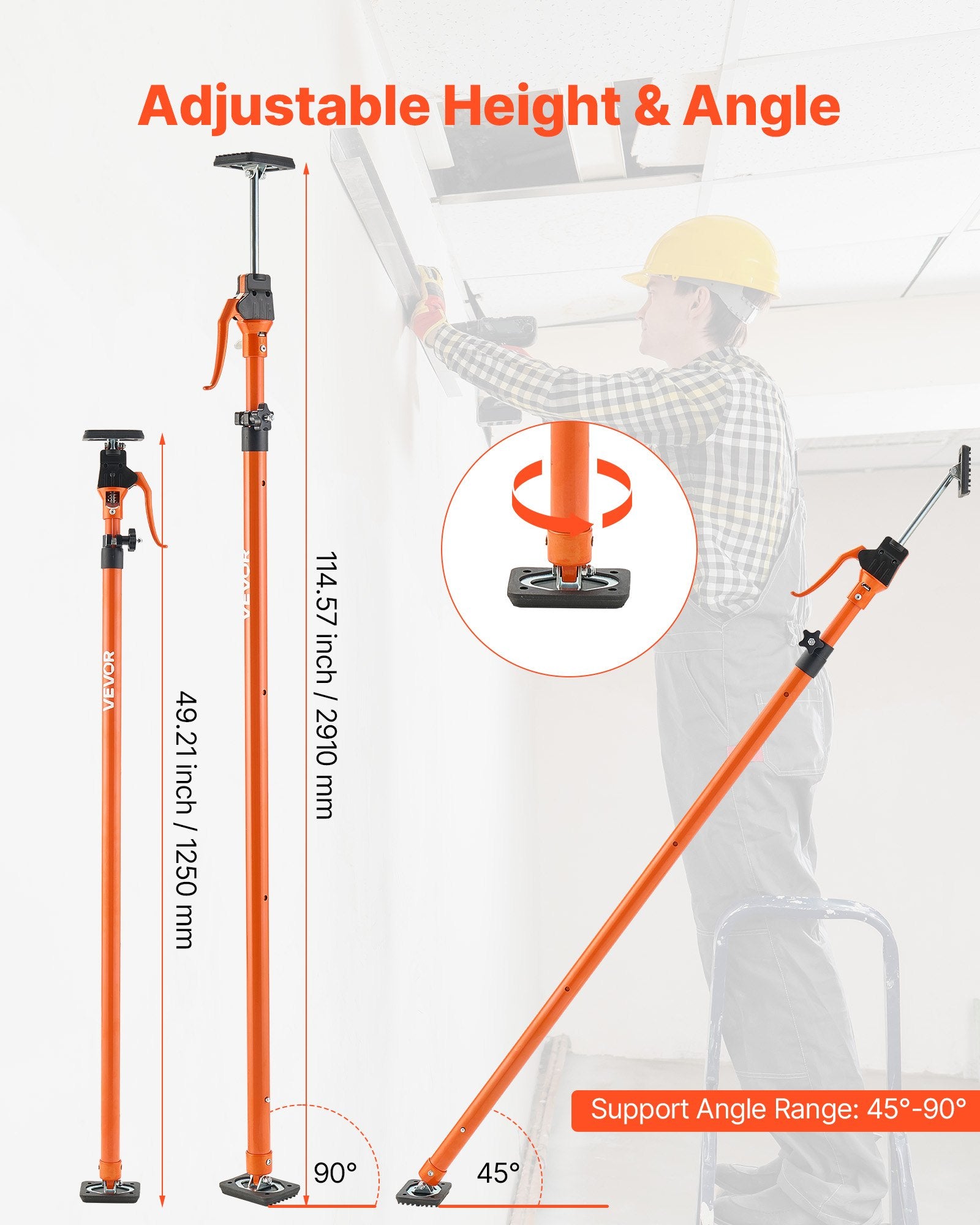 Teleskopinis atraminis strypas VEVOR JF-ZCG001-2114, 125-291 cm