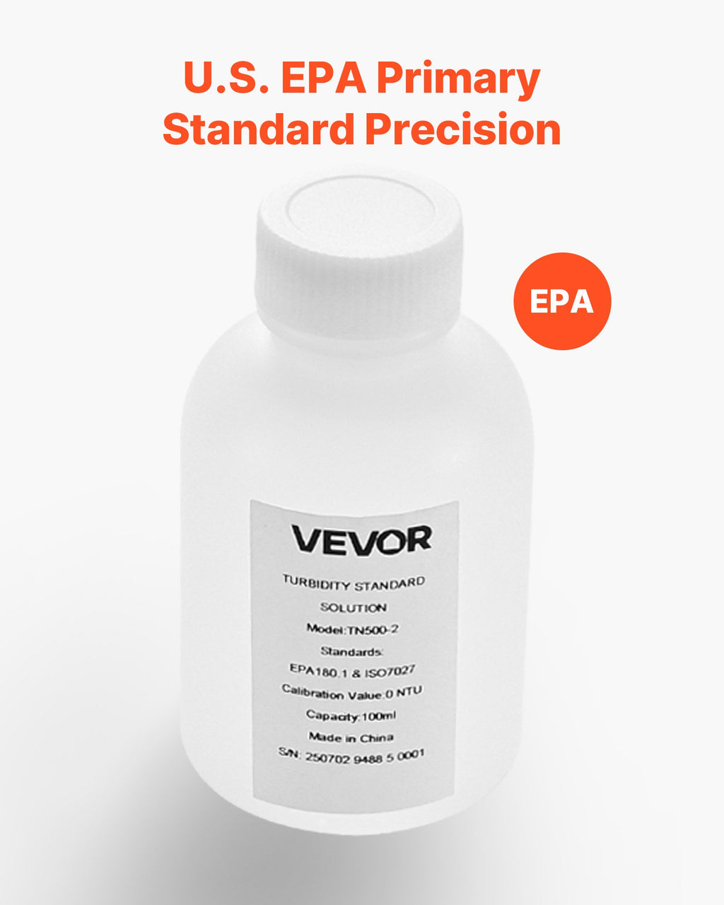 Drumstumo matuoklio kalibravimo tirpalas VEVOR TN500-2, 0 NTU, 100 ml