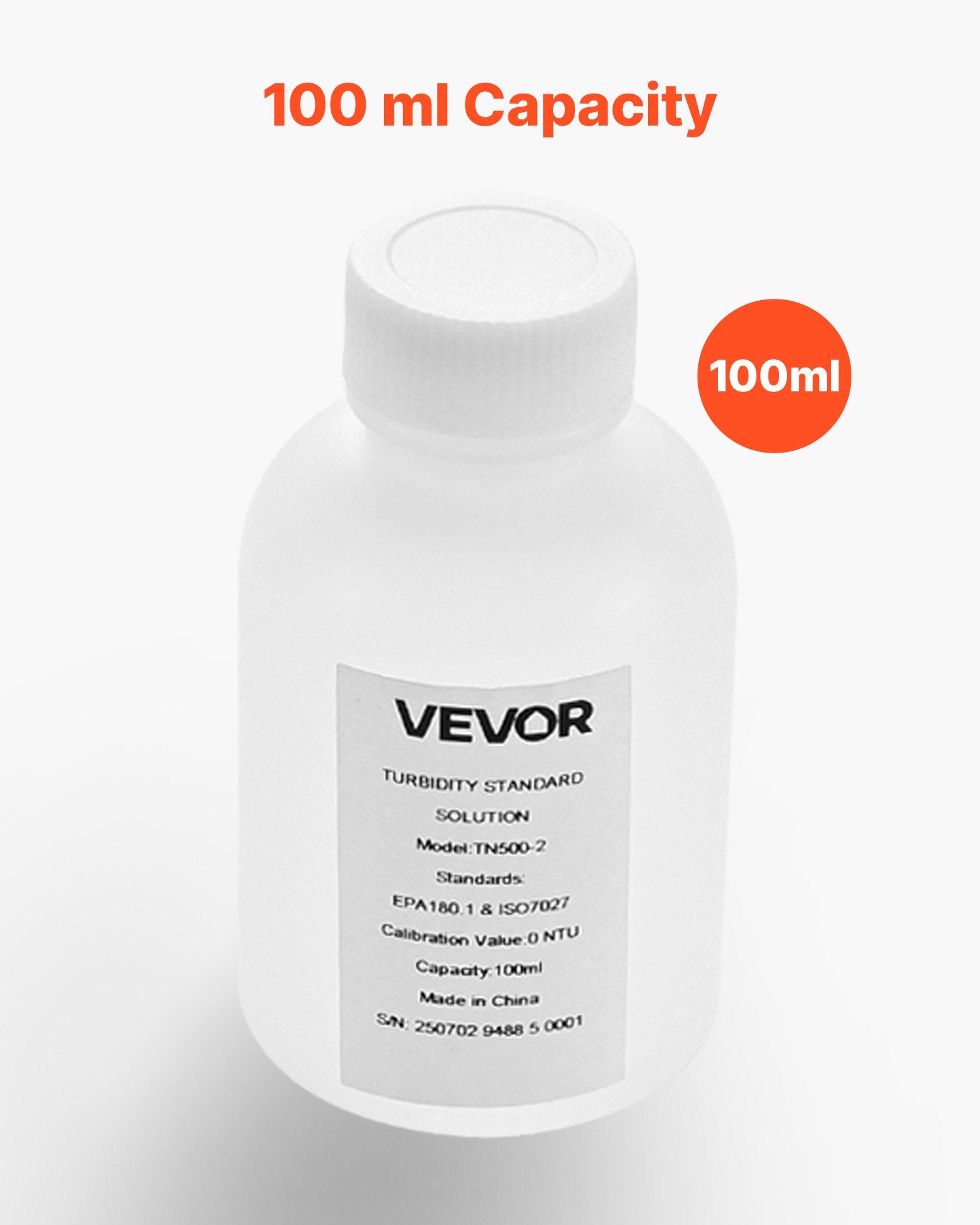 Drumstumo matuoklio kalibravimo tirpalas VEVOR TN500-2, 0 NTU, 100 ml