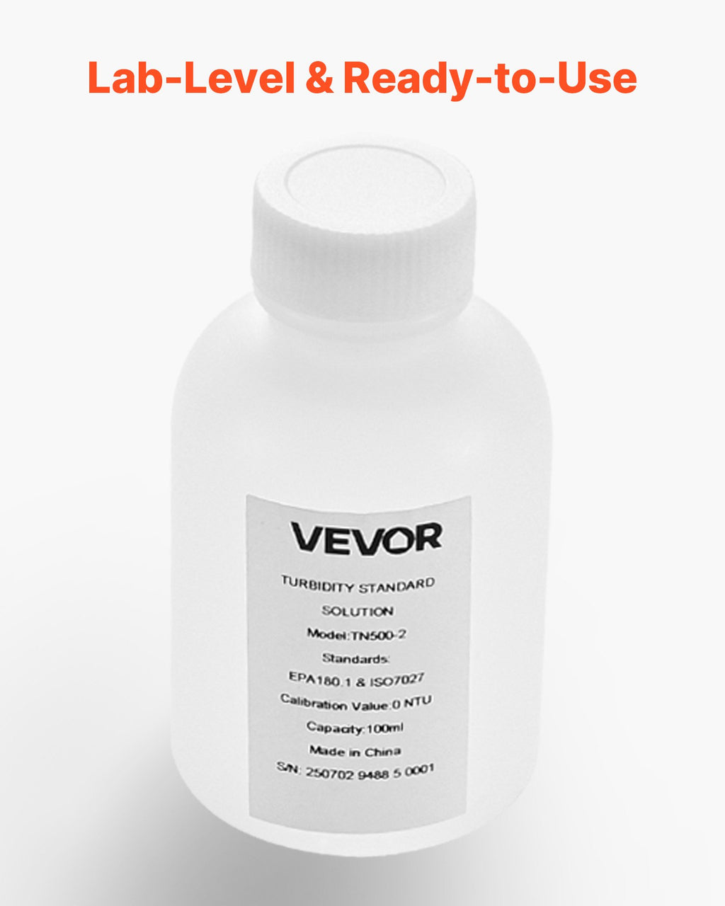 Drumstumo matuoklio kalibravimo tirpalas VEVOR TN500-2, 0 NTU, 100 ml