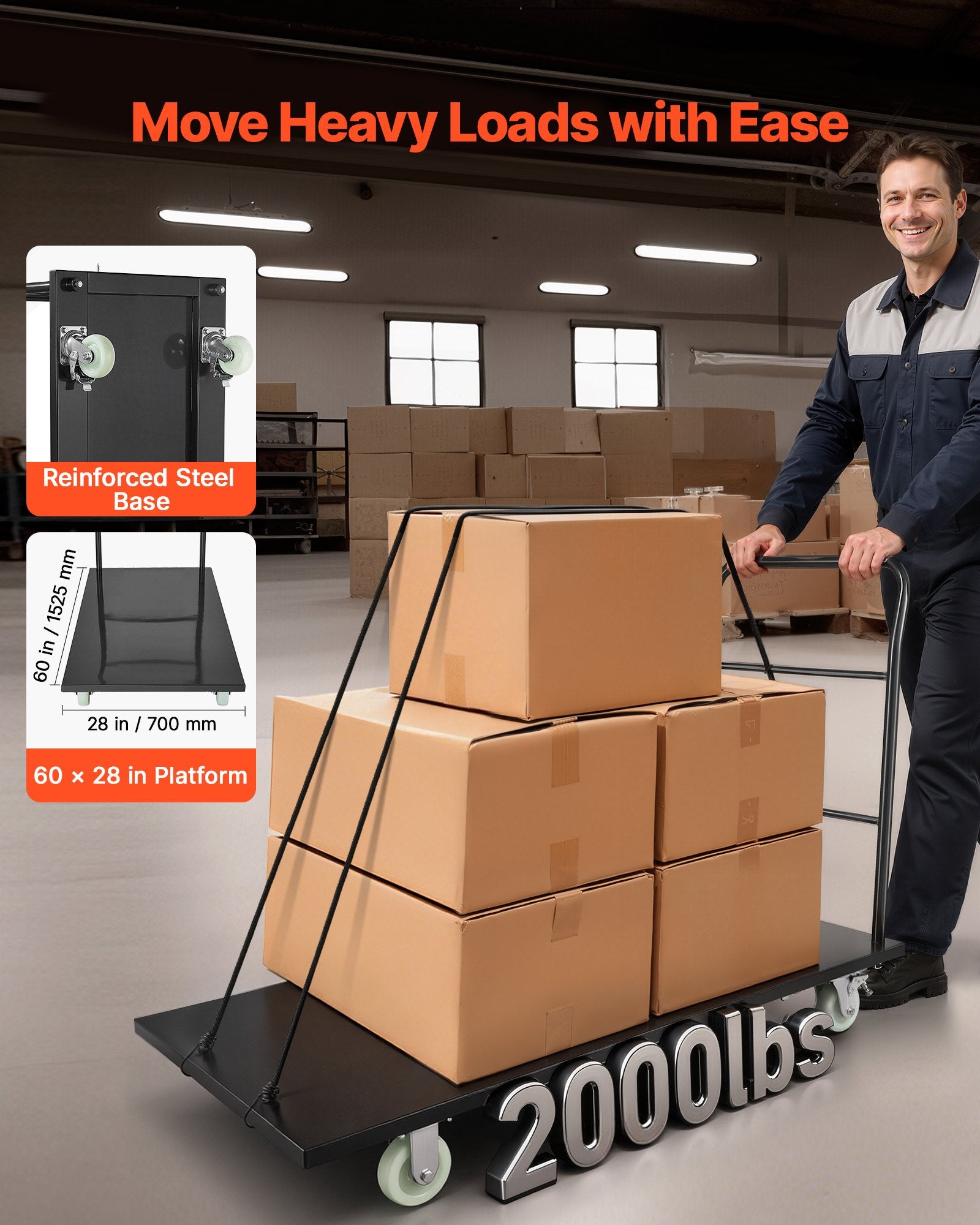 Platforminis vežimėlis VEVOR PH7003, 907 kg keliamoji galia