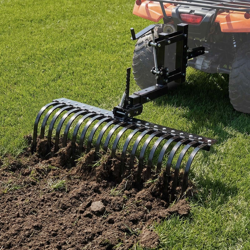 Vilkimas landšafto grėblys VEVOR LR8S, 106,7 cm pločio