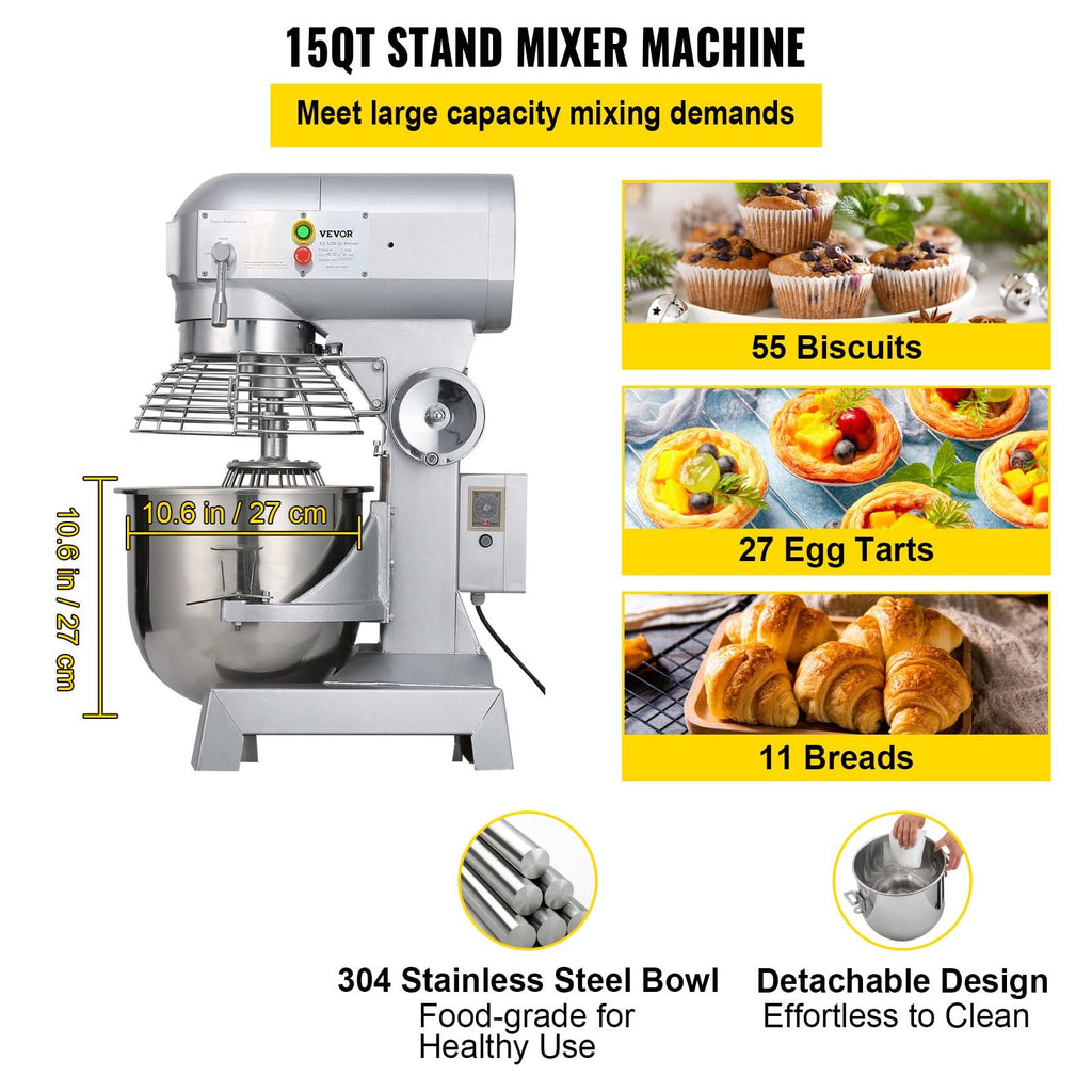 Pramoninis virtuvinis mikseris VEVOR 15Qt, 600 W