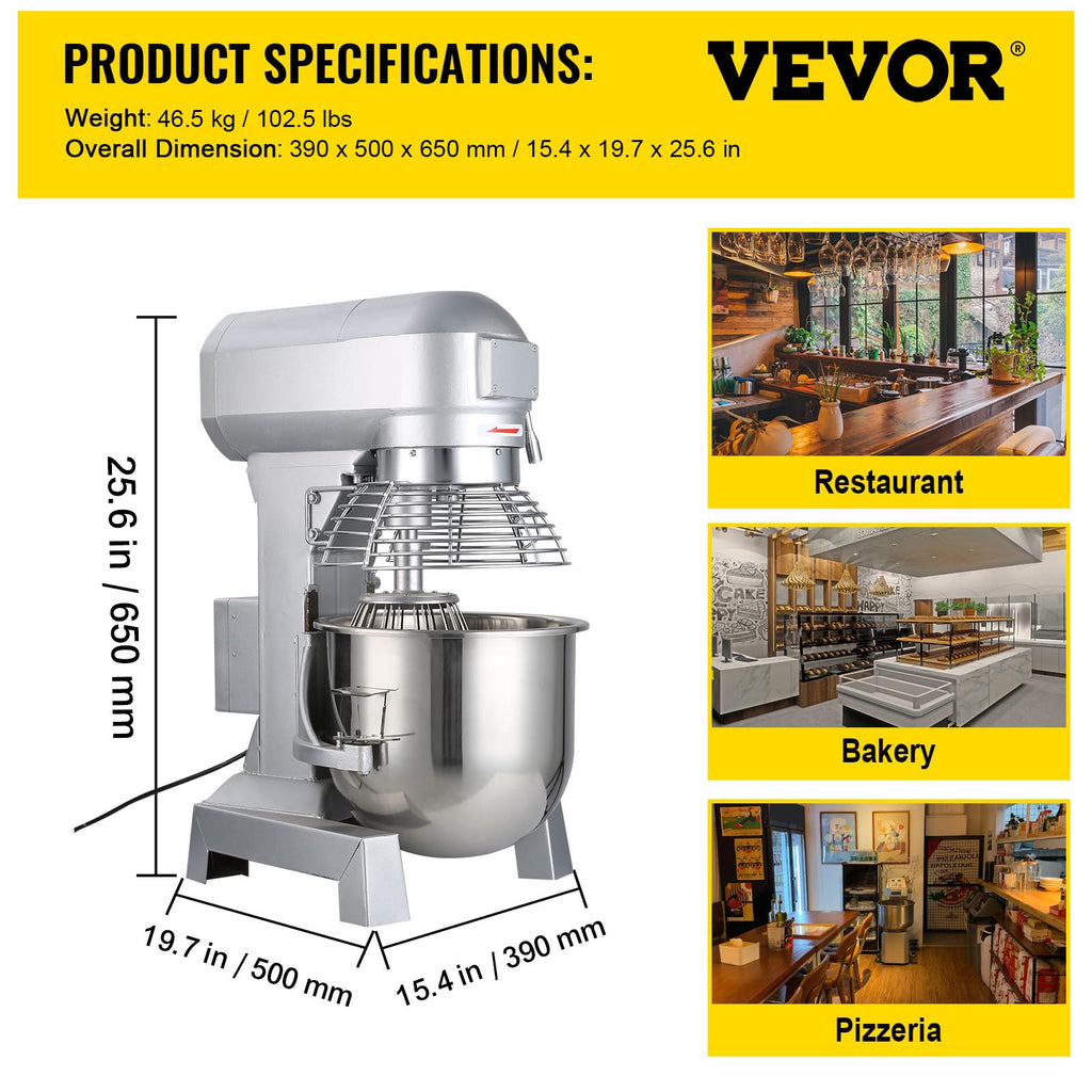Pramoninis virtuvinis mikseris VEVOR 15Qt, 600 W