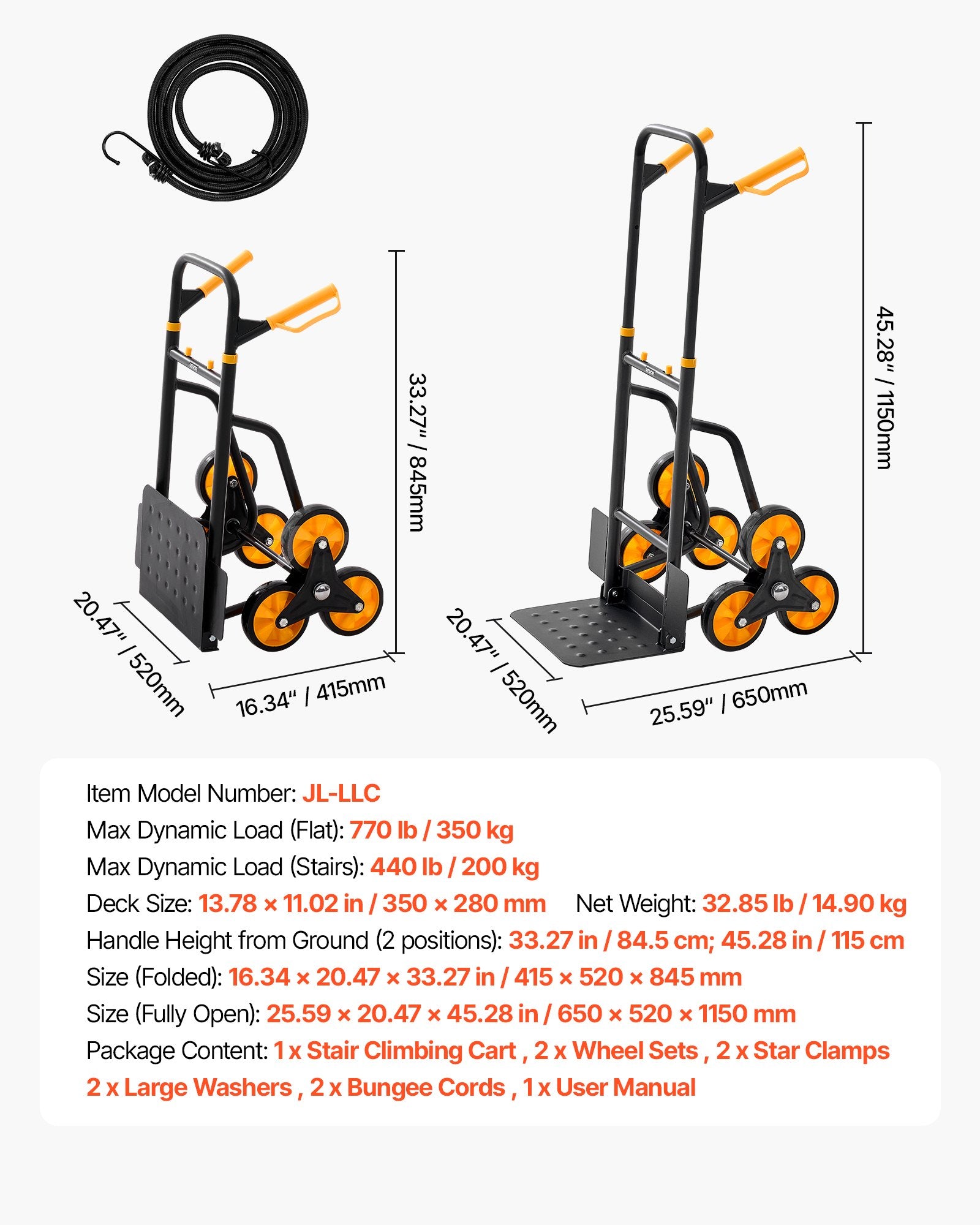 Laiptų vežimėlis VEVOR JL-LLC, 200 kg keliamoji galia