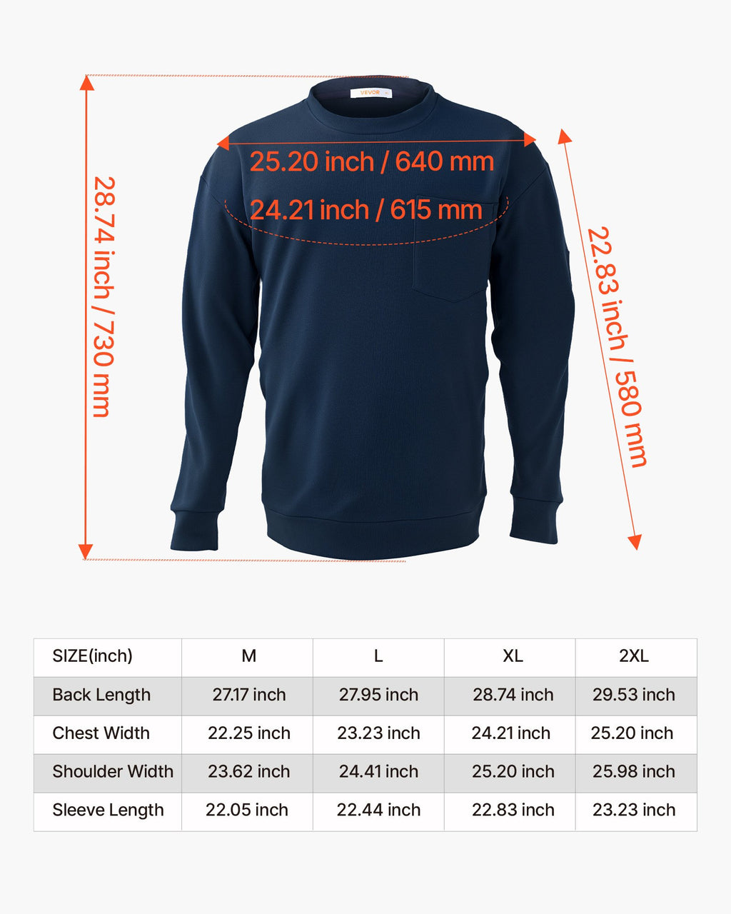 Ugniai atsparūs darbo marškiniai VEVOR YT-XL-B, XL dydis