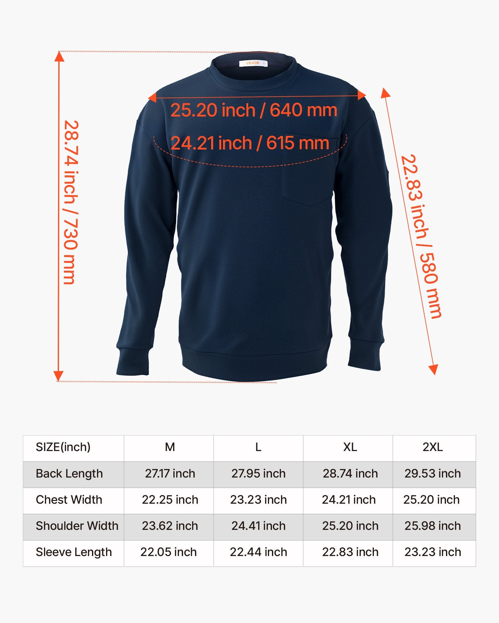Ugniai atsparūs darbo marškiniai VEVOR YT-XL-B, XL dydis
