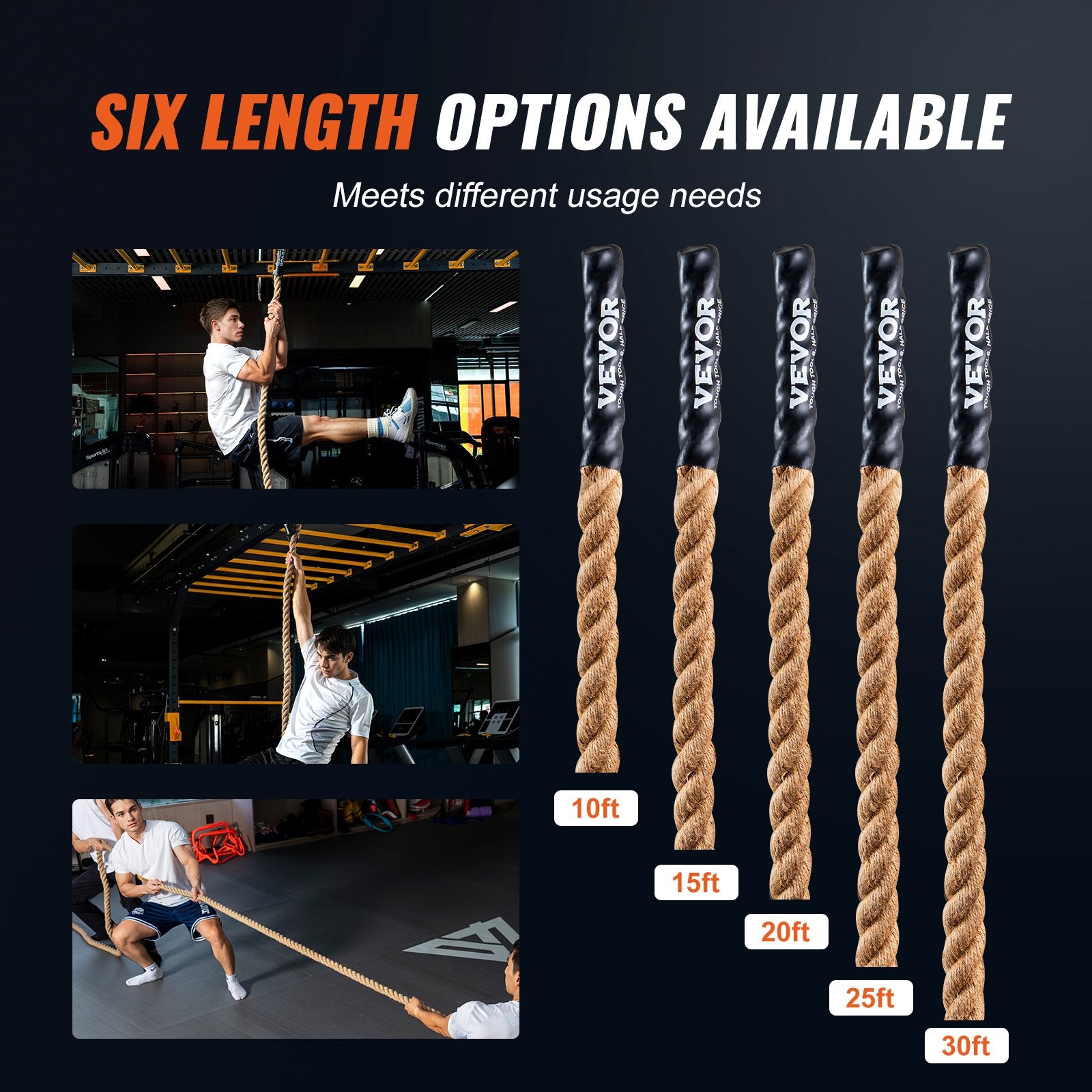 Sportinė lipimo virvė VEVOR GL1.5-20FT, 6,1 m ilgio