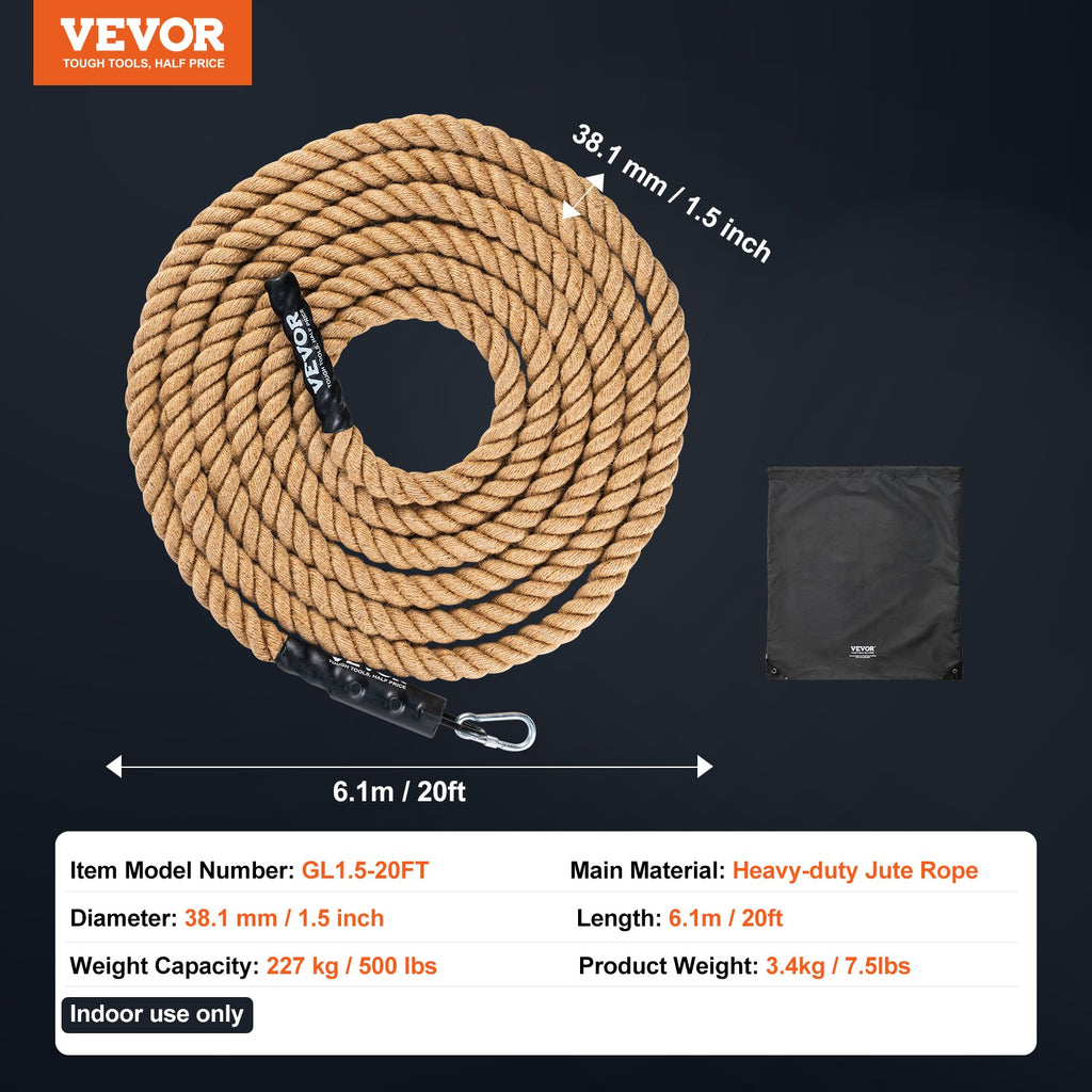 Sportinė lipimo virvė VEVOR GL1.5-20FT, 6,1 m ilgio