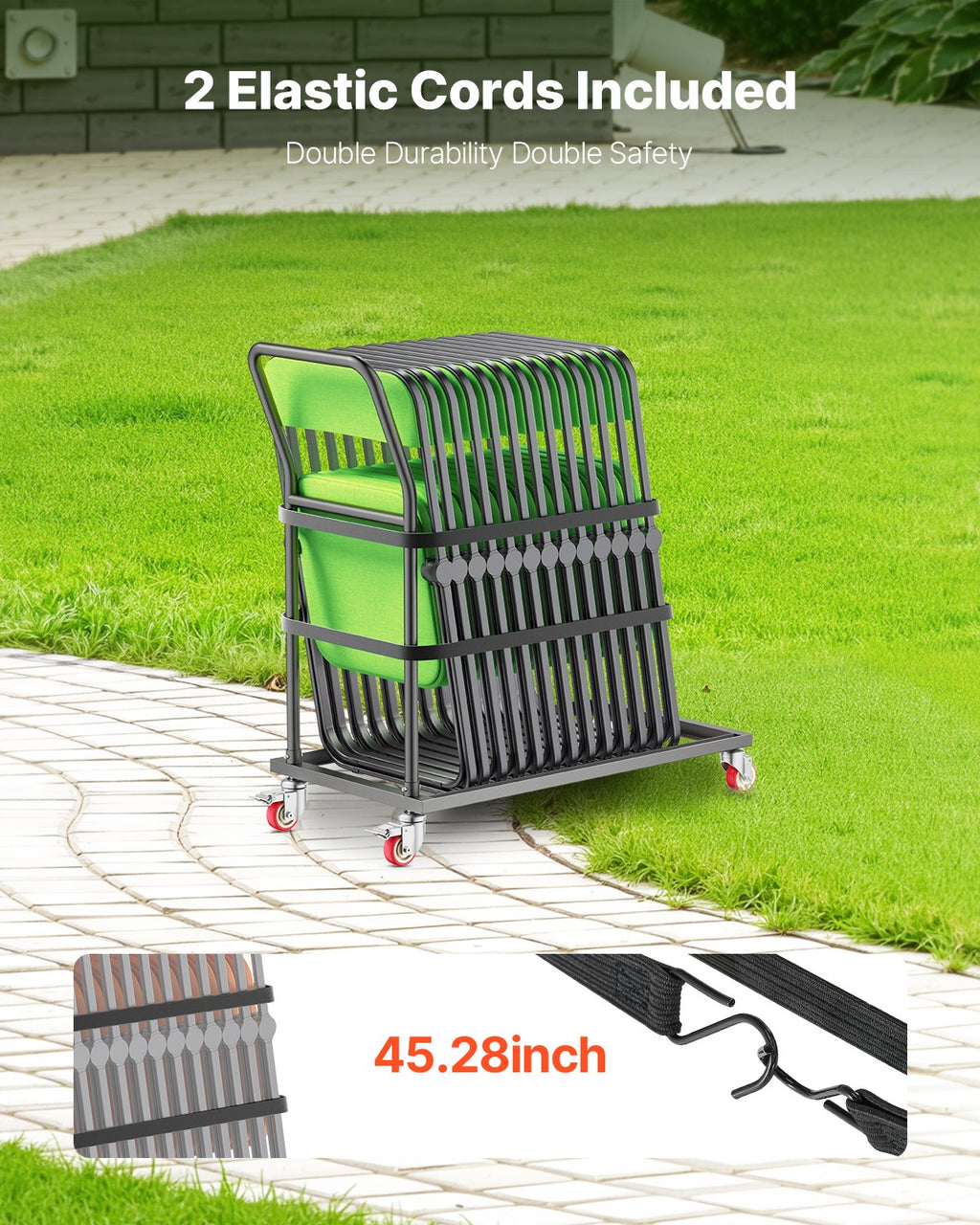 Sulankstomų kėdžių vežimėlis VEVOR VV44, 136 kg keliamoji galia