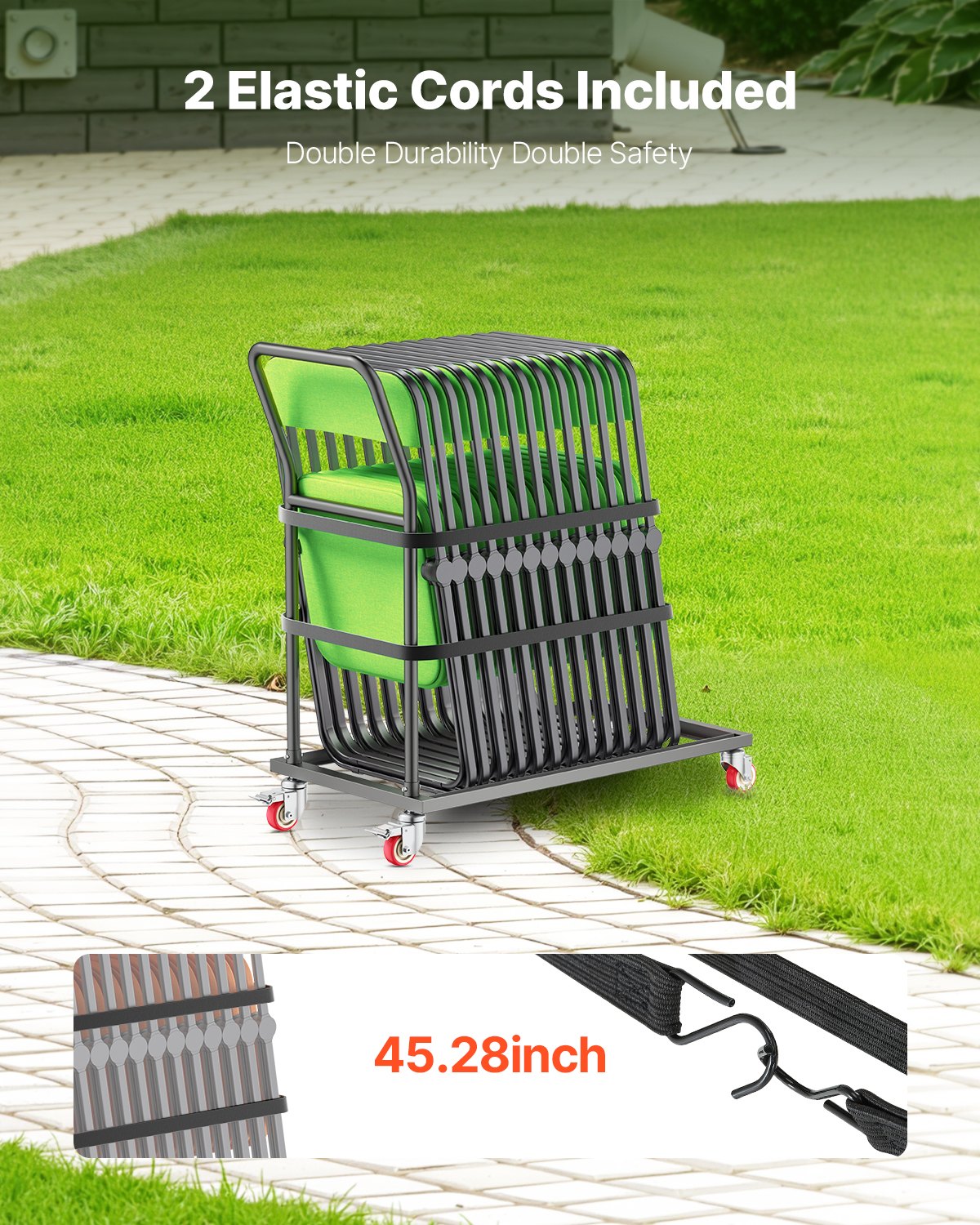 Sulankstomų kėdžių vežimėlis VEVOR VV44, 136 kg keliamoji galia