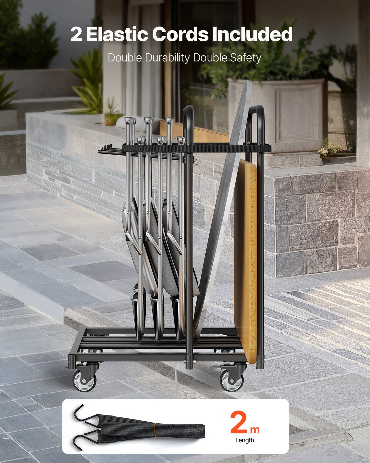 Sulankstomų kėdžių ir stalų vežimėlis VEVOR VV49, 181 kg keliamoji galia
