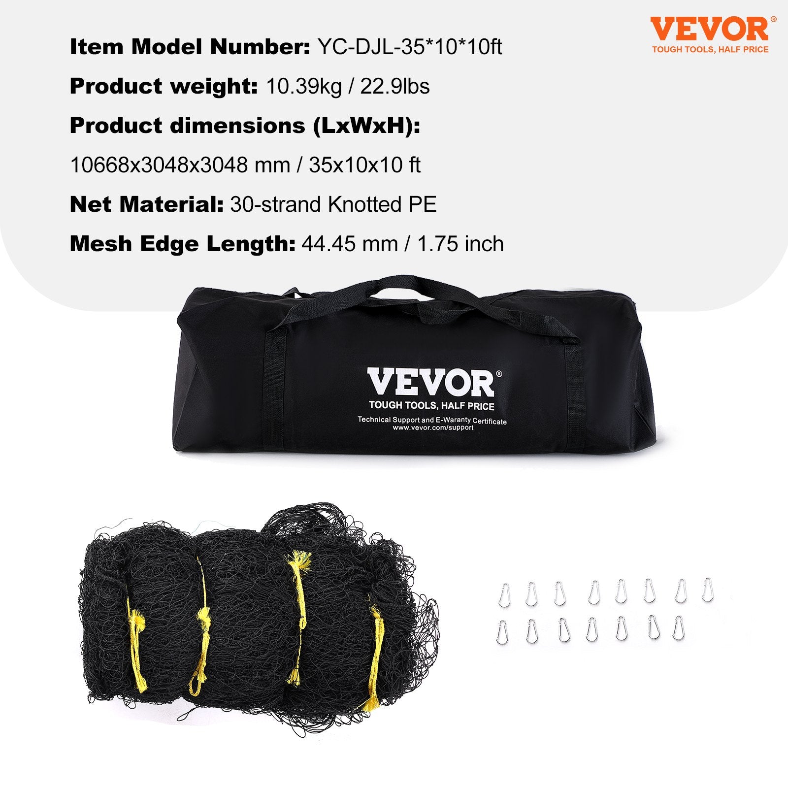Beisbolo mušimo tinklas VEVOR YC-DJL-351010ft, 10,6 m (tik tinklas)
