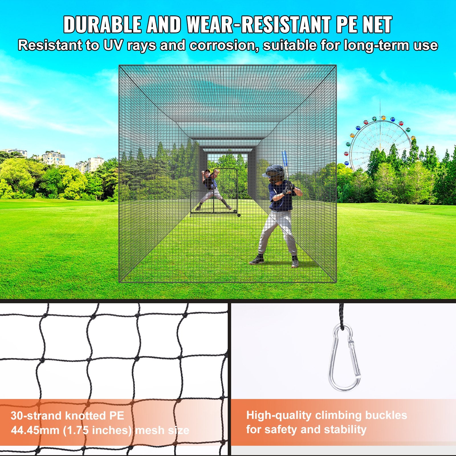 Beisbolo treniruočių tinklas VEVOR YC-DJL-55*12*12ft, 17,4 m ilgio