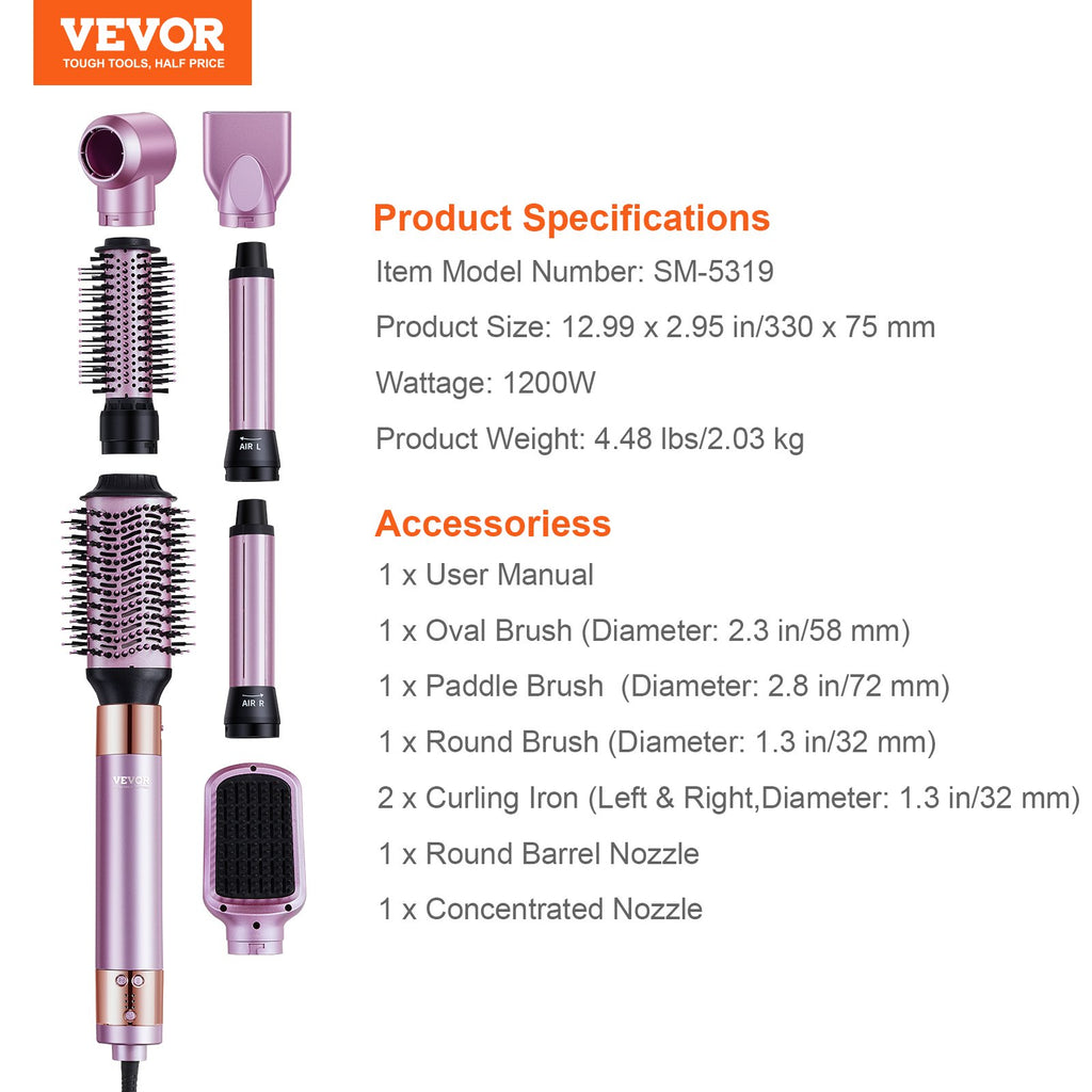 Plaukų formavimo rinkinys ir džiovintuvas VEVOR SM-5319, 1200 W
