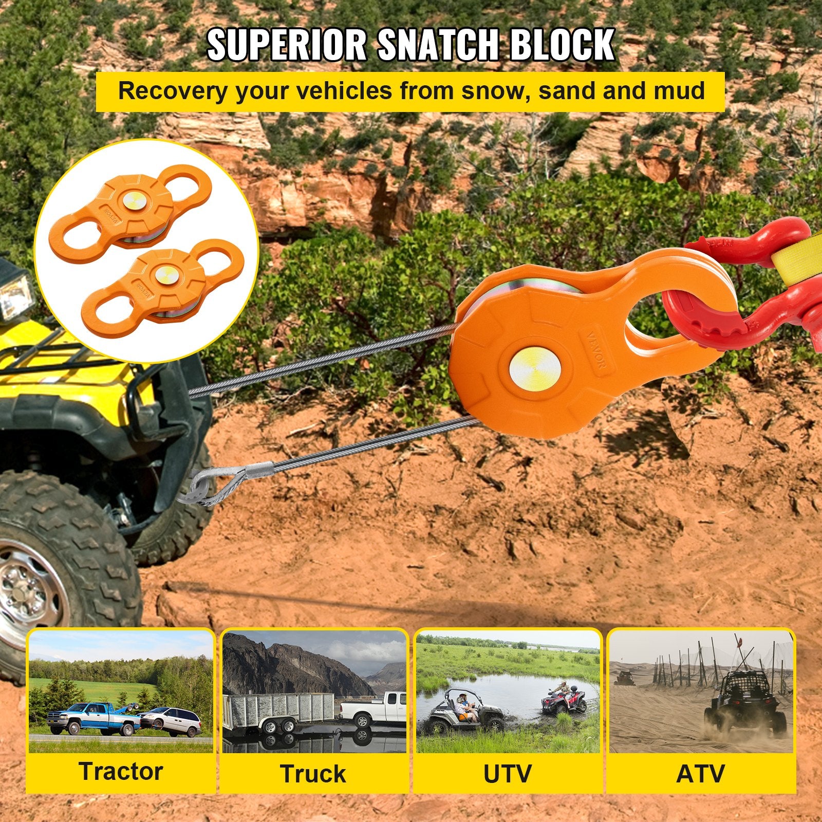 Gervės skriemulys VEVOR Snatch Block 11T, 11 t keliamoji galia, 2 vnt.