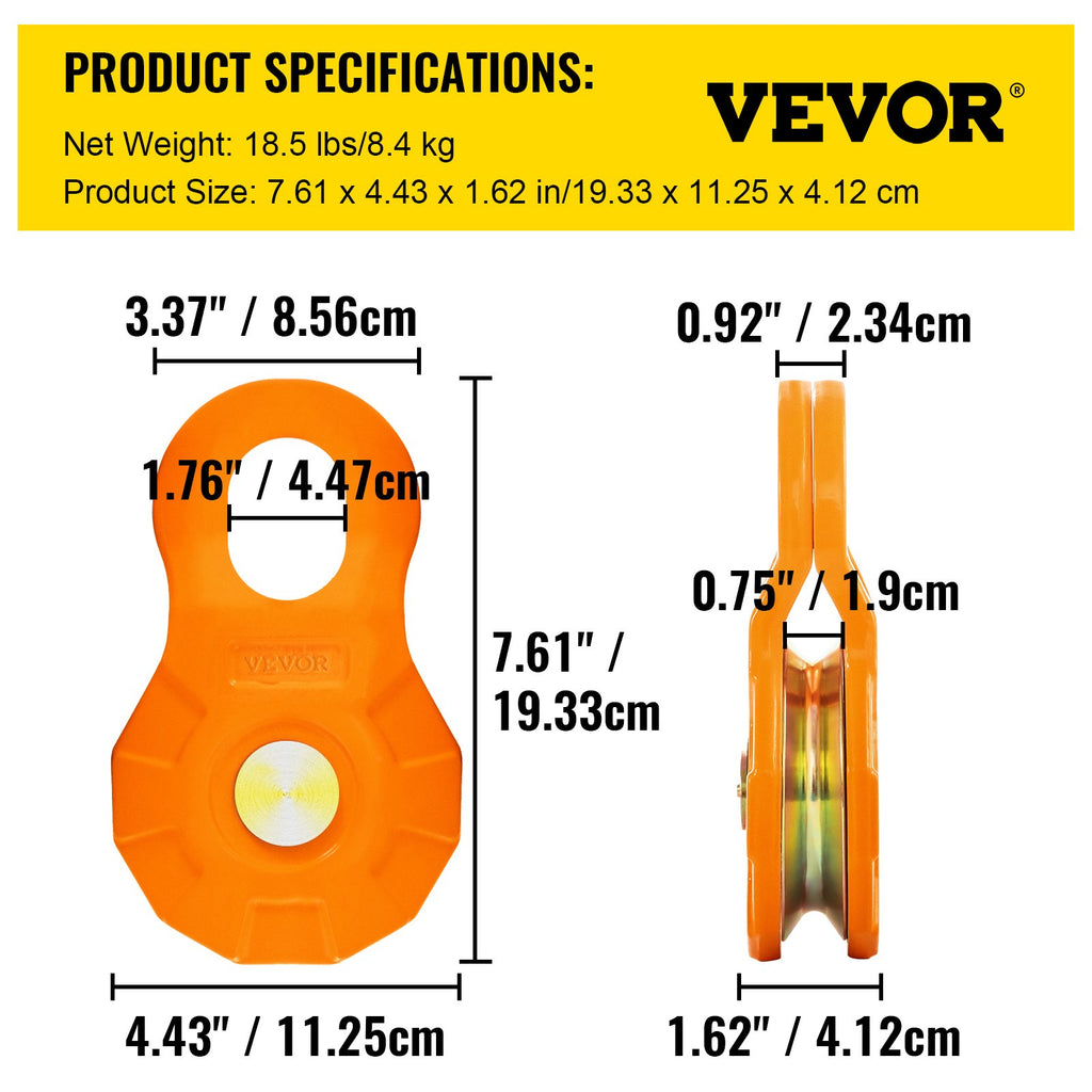 Gervės skriemulys VEVOR Snatch Block 11T, 11 t keliamoji galia, 2 vnt.
