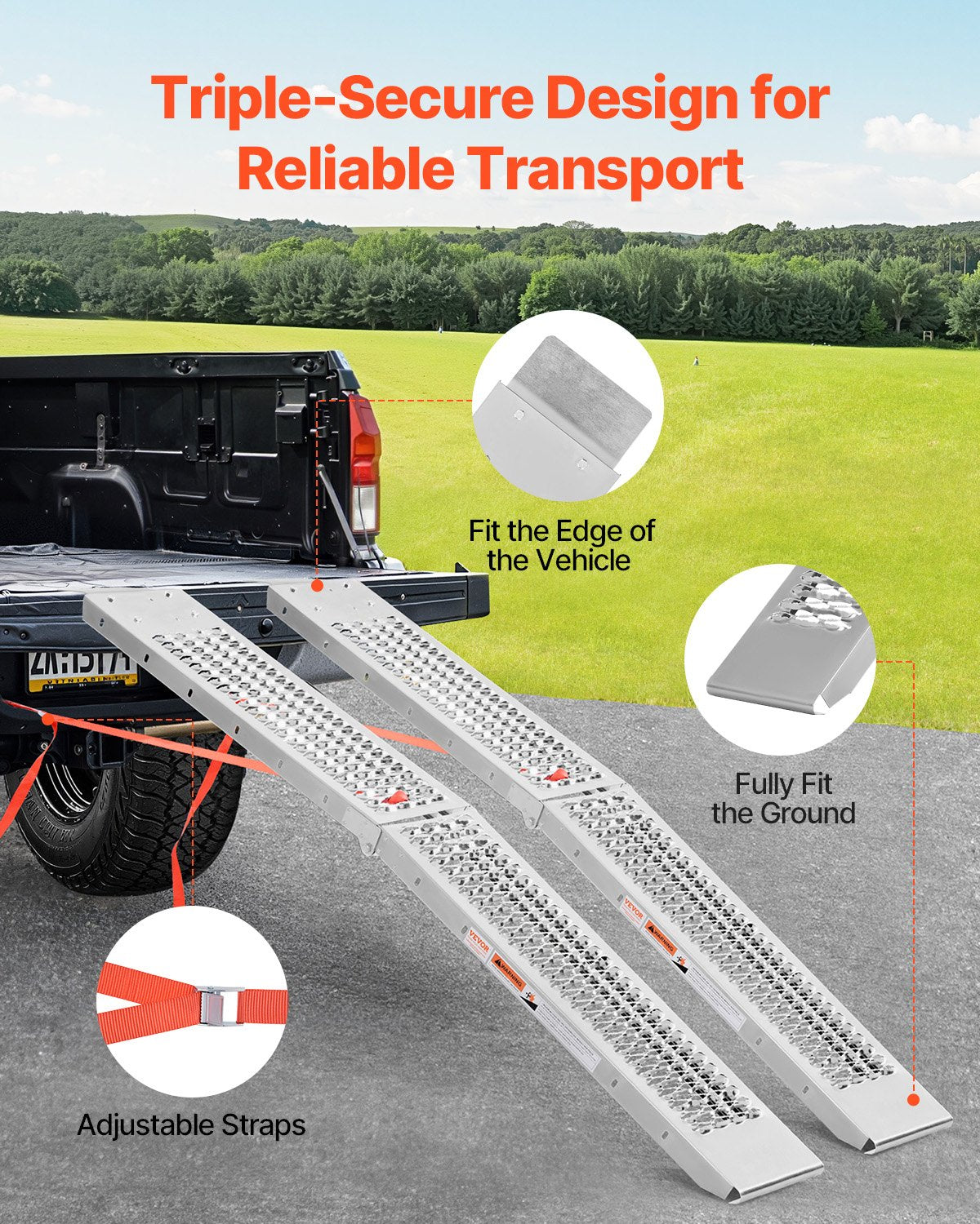 Plieninės užvažiavimo rampos VEVOR LR003B, 453 kg