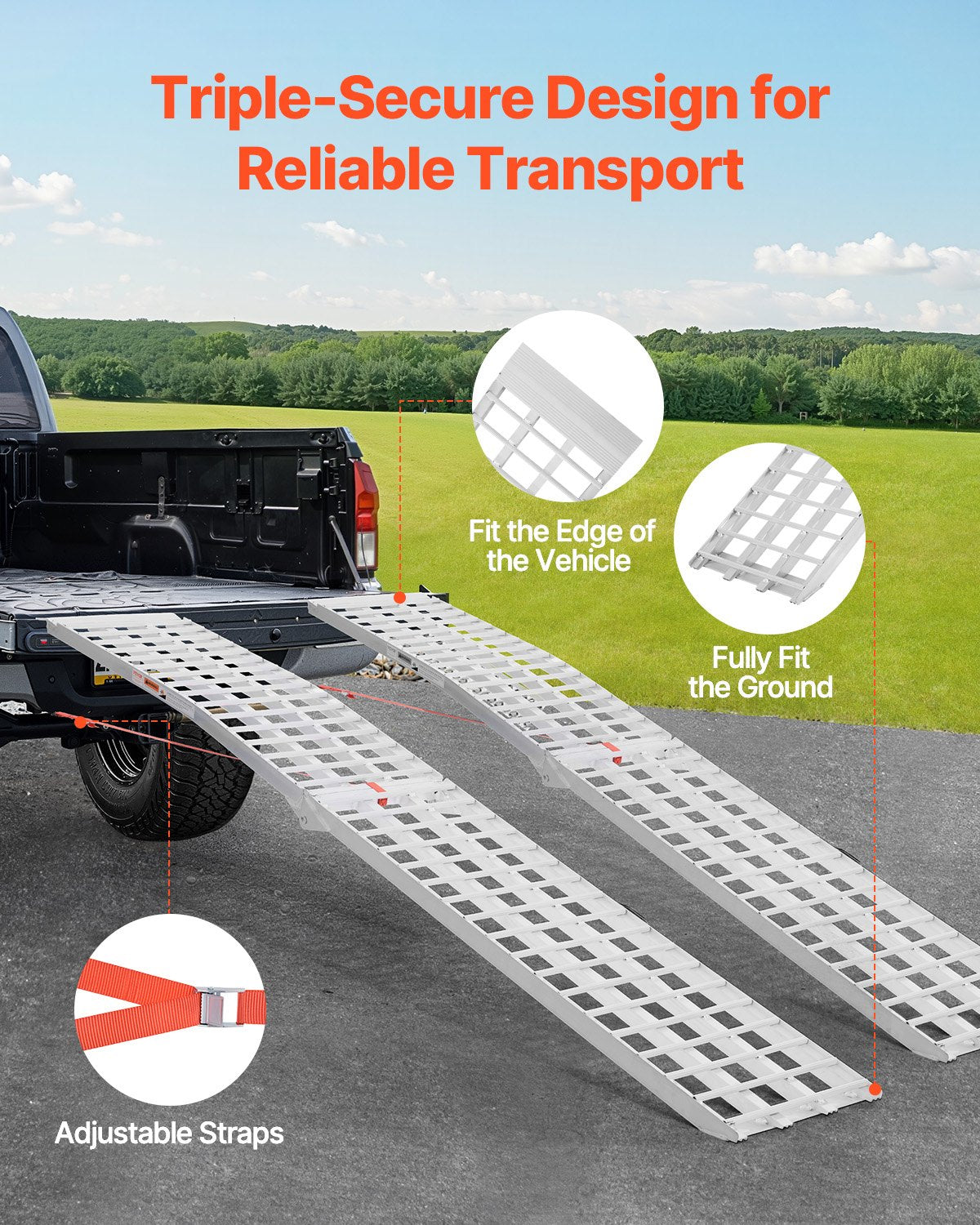 Aliumininės rampos VEVOR LR020A-120D, 907 kg keliamoji galia