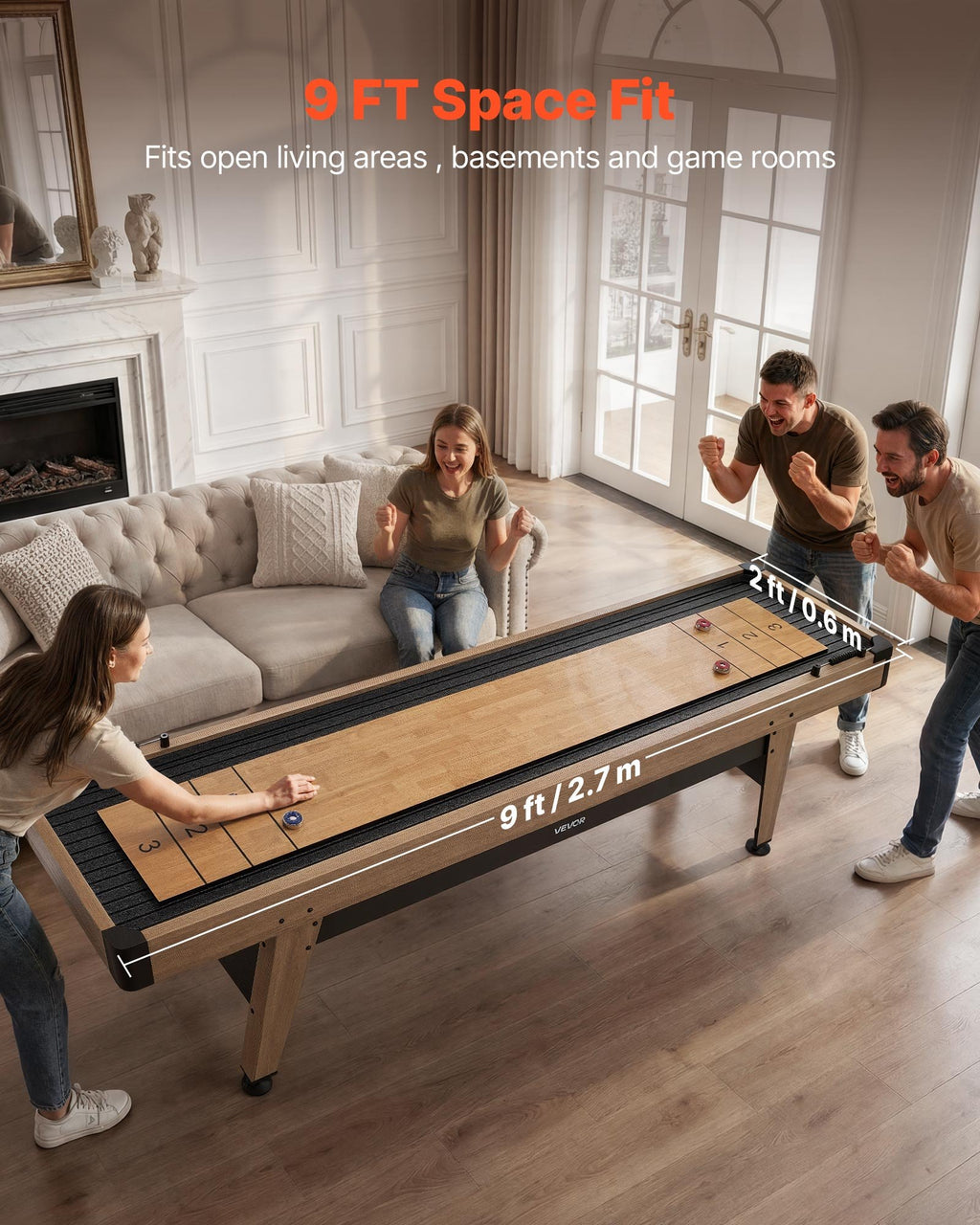 Shuffleboard stalas VEVOR BZSHB12FEET001, 2,7 m ilgio