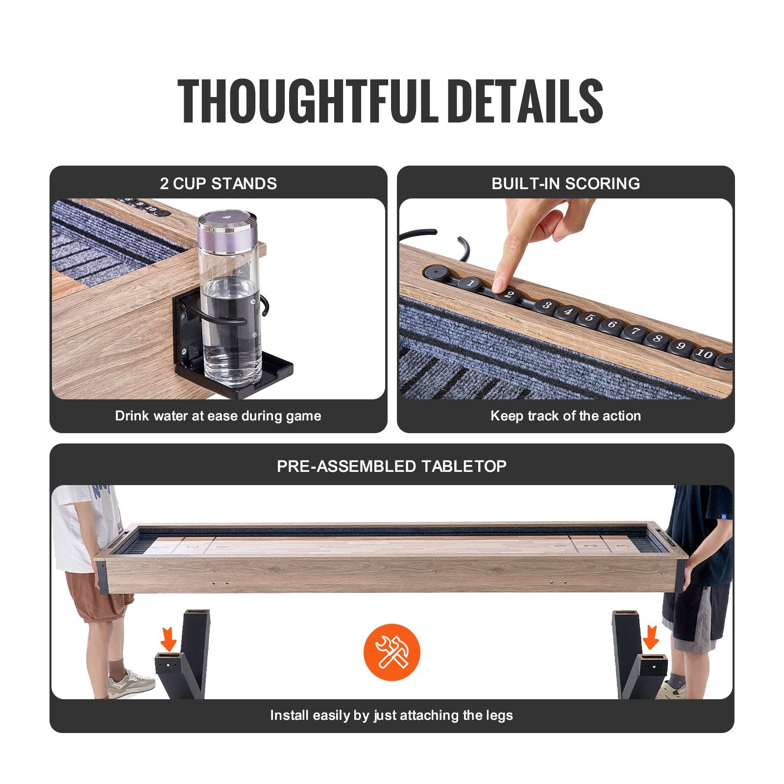Shuffleboard ir boulingo stalas VEVOR SUS-9F01X, 274,3 cm