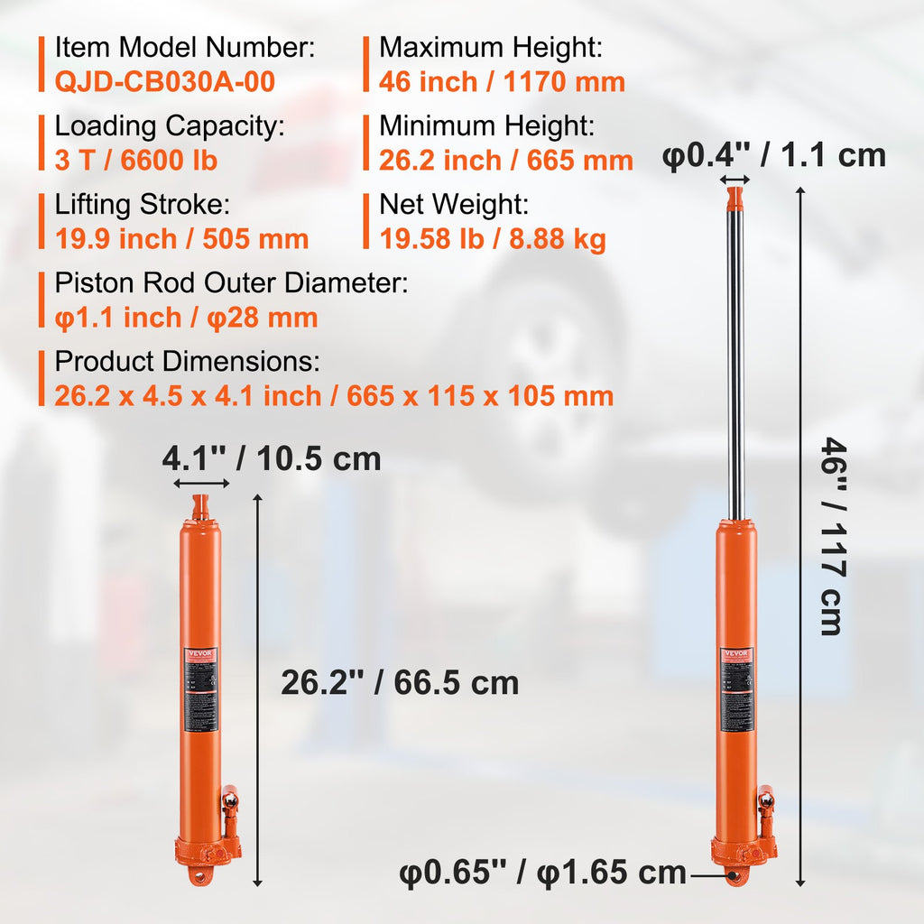 Hidraulinis kėliklis VEVOR QJD-CB030A-00, 3 tonos